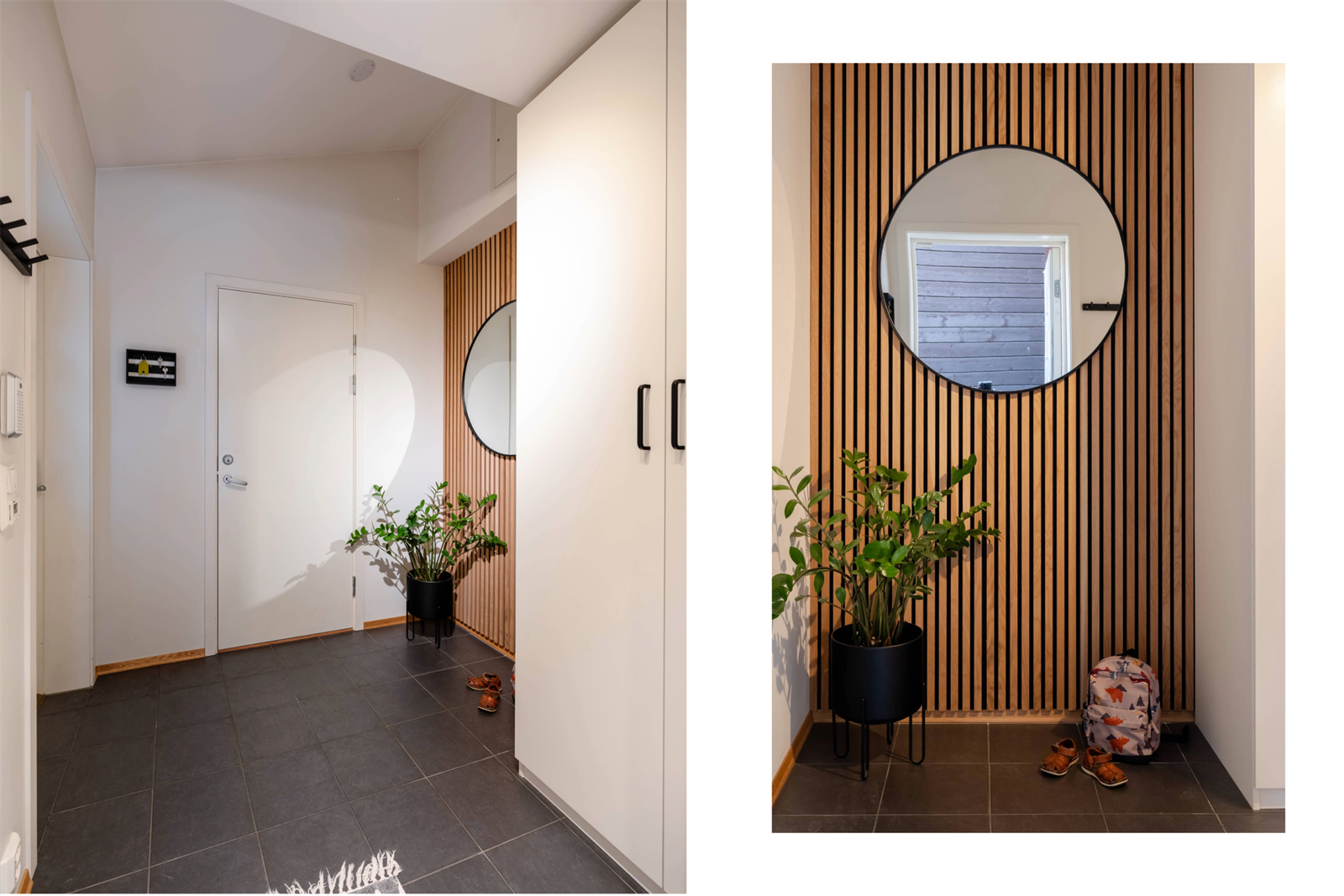 Lys og romslig entré med plass til oppbevaring. Galleribilde