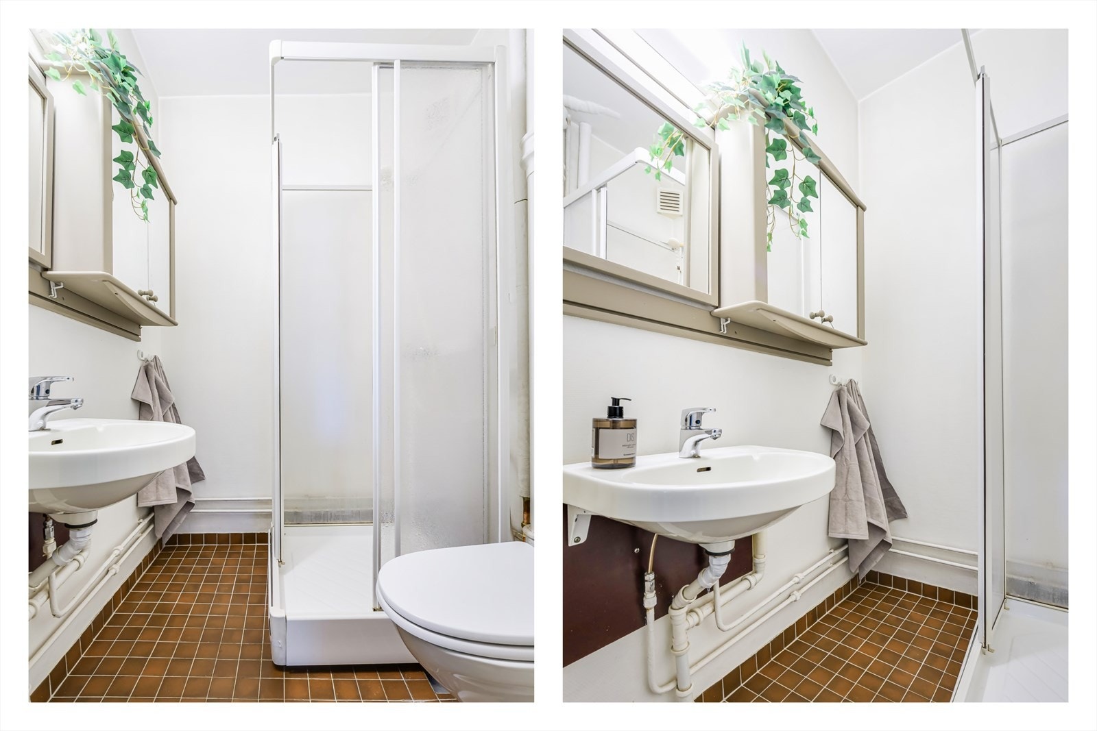 Eldre baderom med dusjkabinett Galleribilde