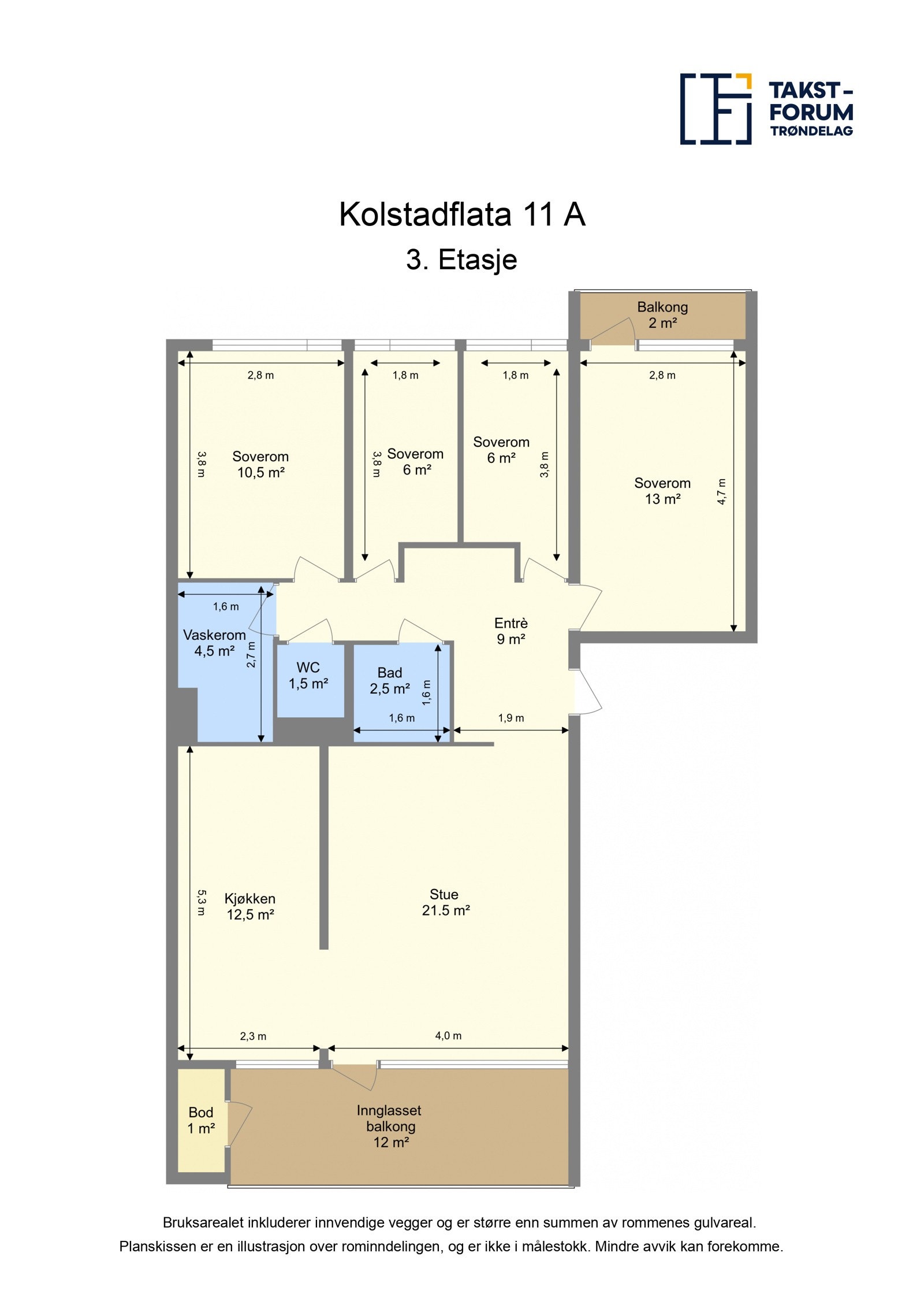 Planskisse målsatt av takstmann. Galleribilde