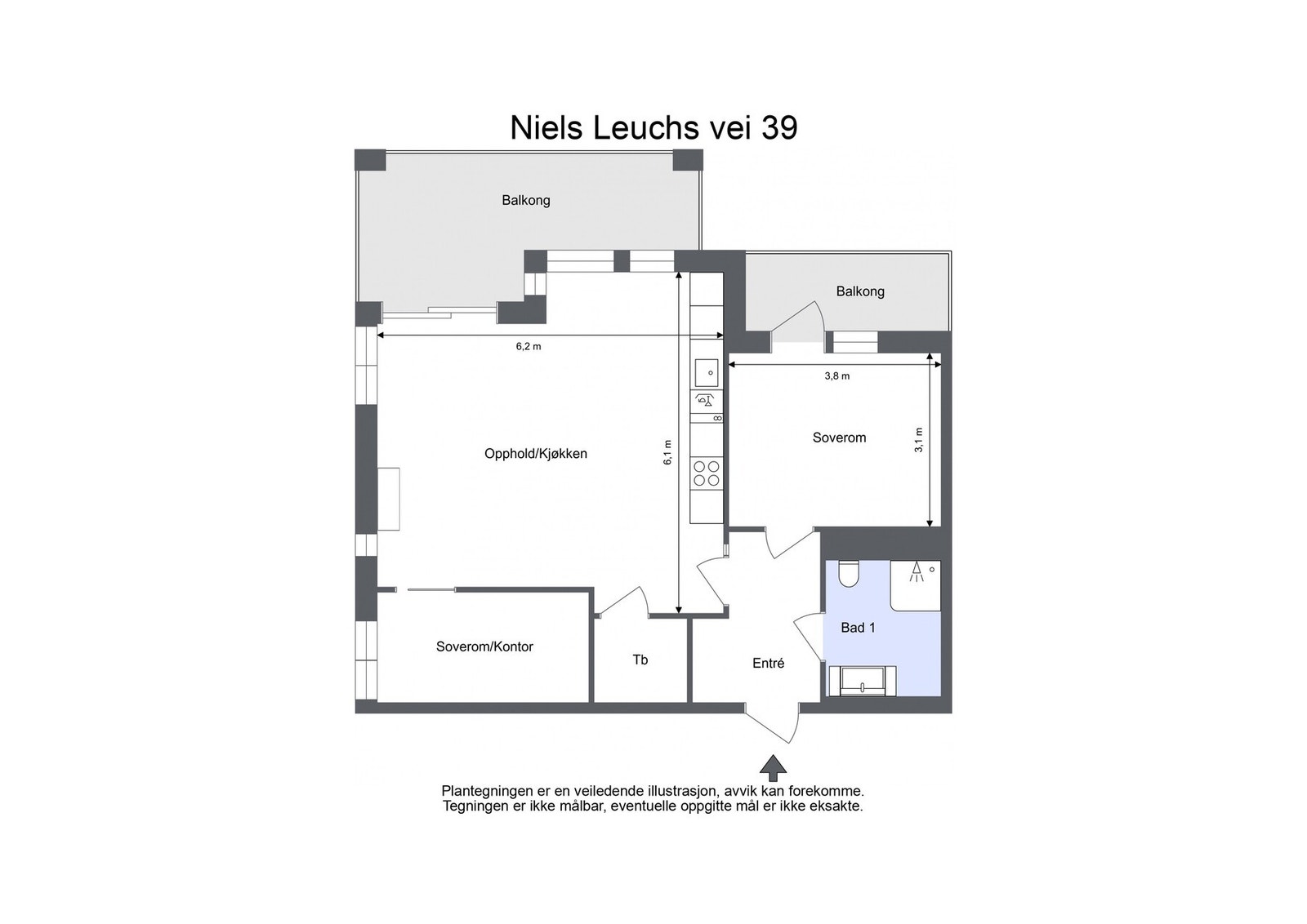 Leiligheten har en fin planløsning. Galleribilde