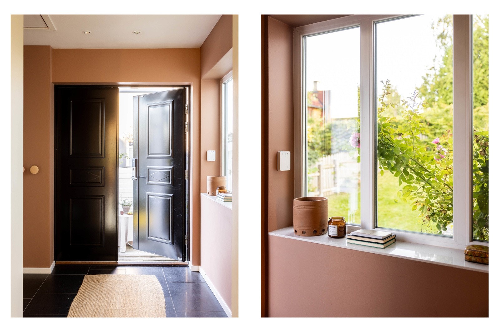 Fra entréen er det en gang, som er innredet med store skyvedørsgarderobe som gir en praktisk løsning for oppbevaring av yttertøy og sko, og bidrar til et ryddig og funksjonelt inngangsparti. Galleribilde