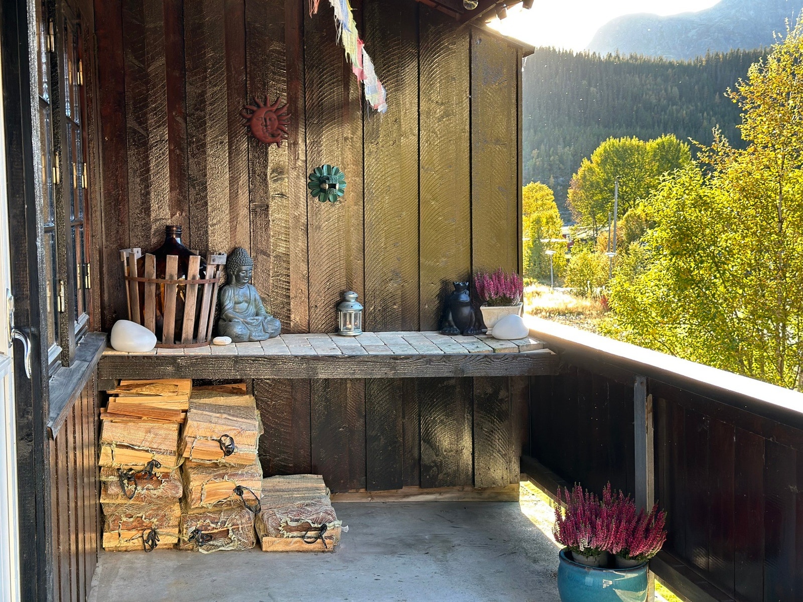 Skjermet og privat uteplass rett utenfor stua Galleribilde