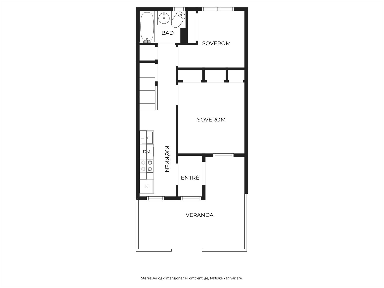 Plantegning fritidsbolig over to plan. Galleribilde