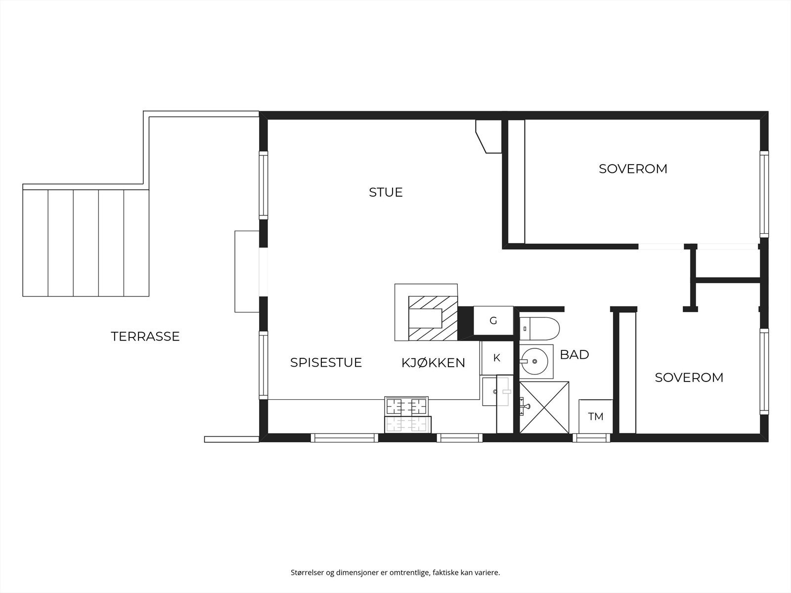 Plantegning fritidsbolig over et plan. Galleribilde