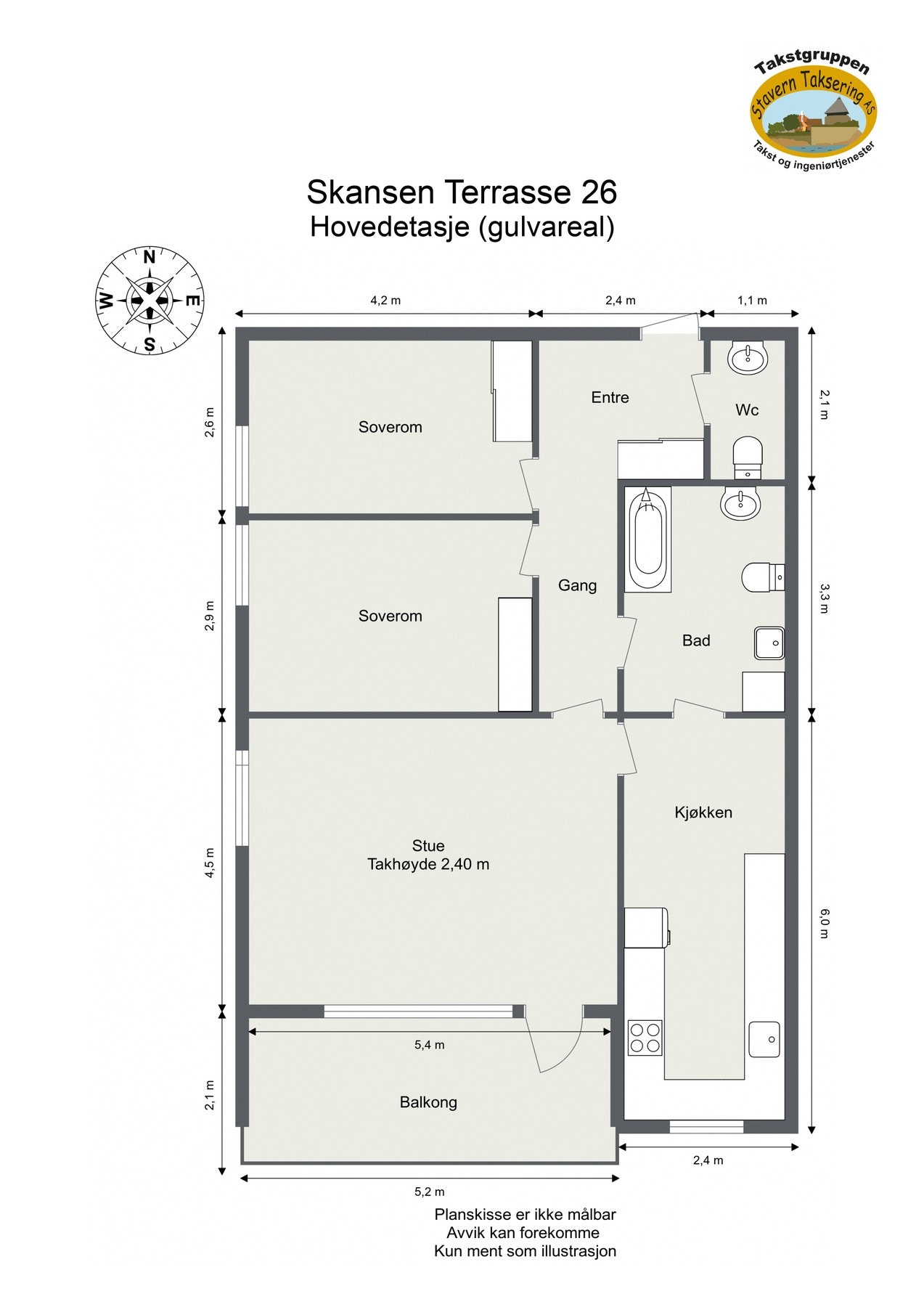 Målsatt plantegning. Galleribilde