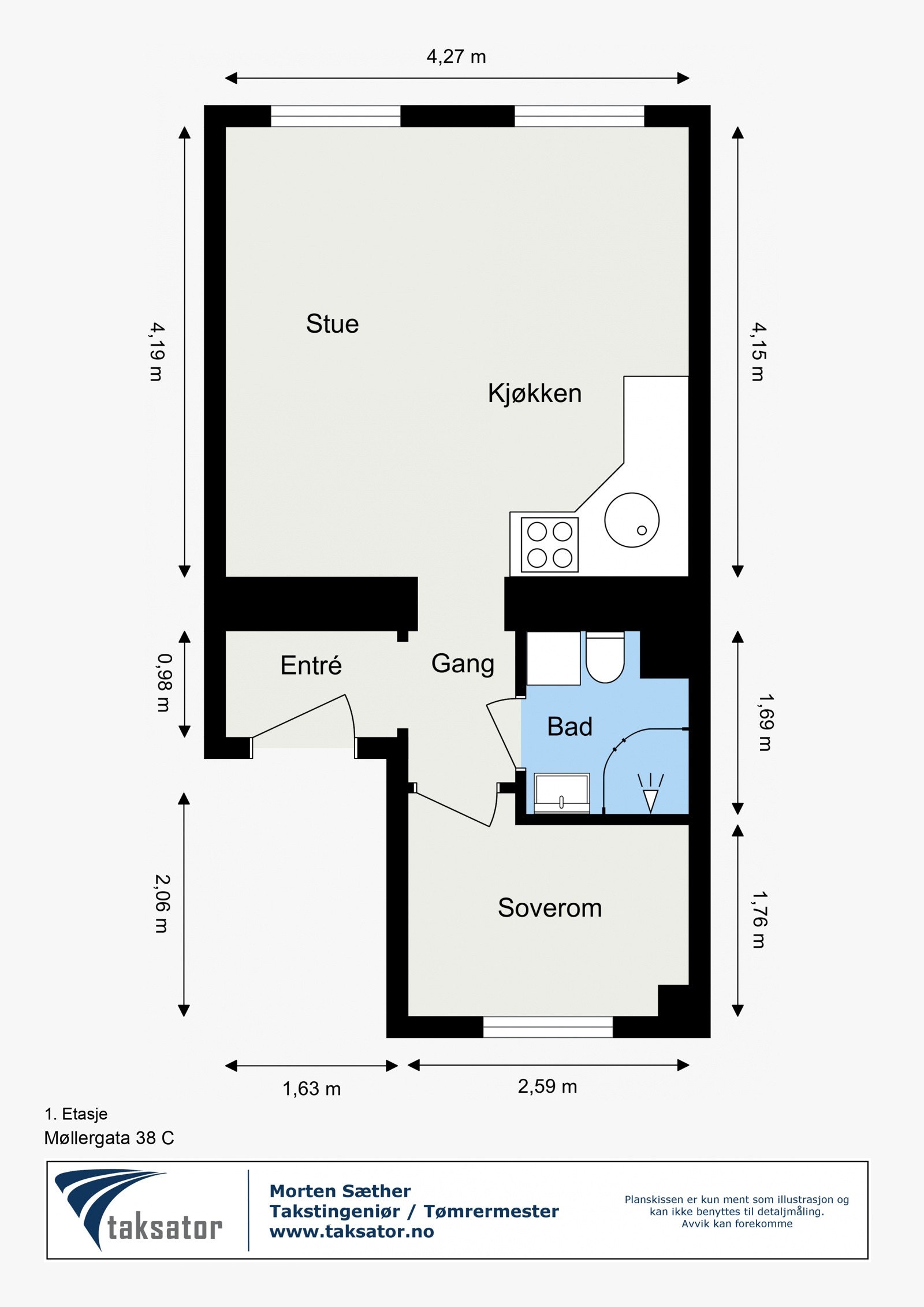Plantegning - beliggende i rolig bakgård. Galleribilde