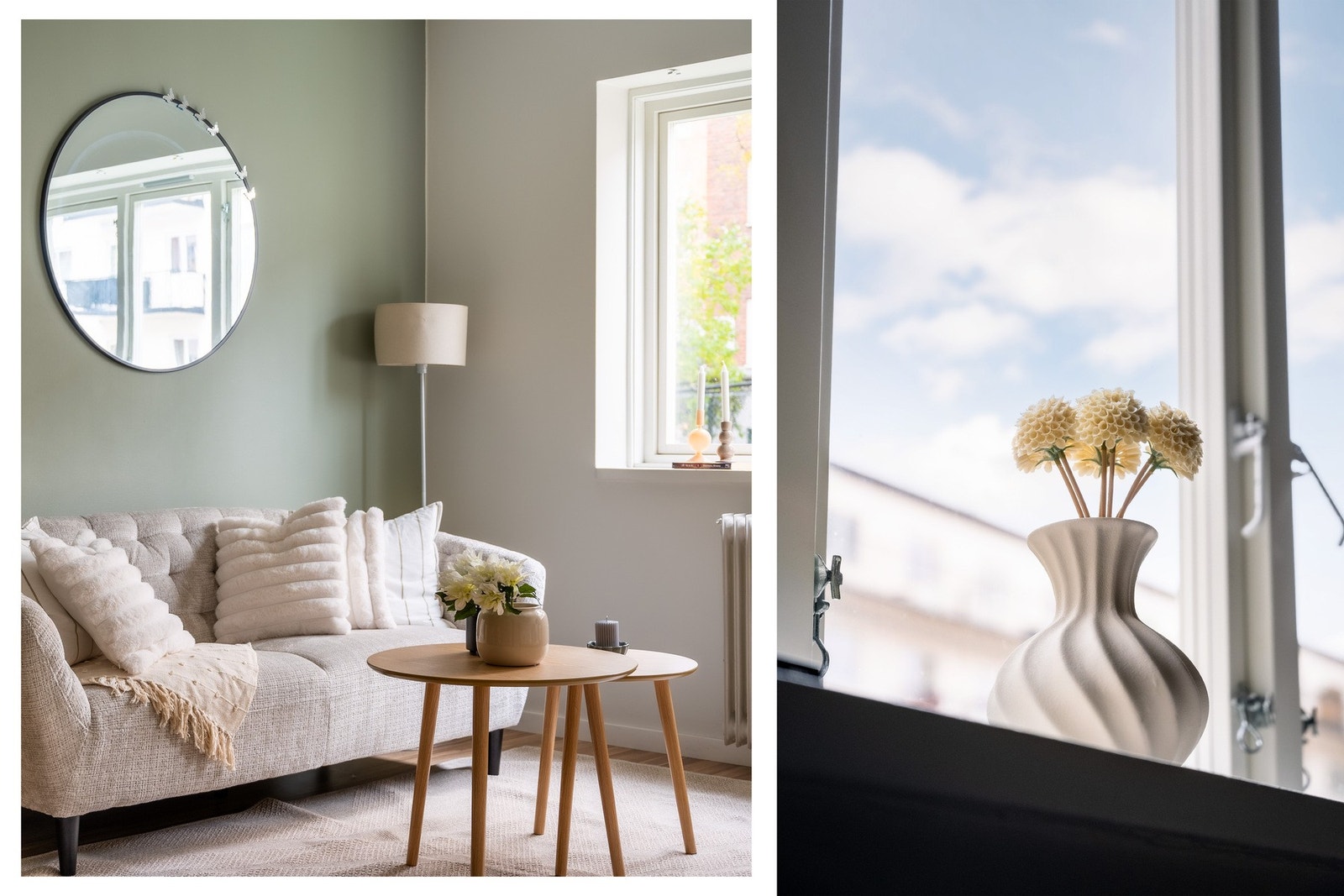 Naboer i borettslaget har åpnet veggen mellom stue og kjøkken for åpen løsning. Galleribilde