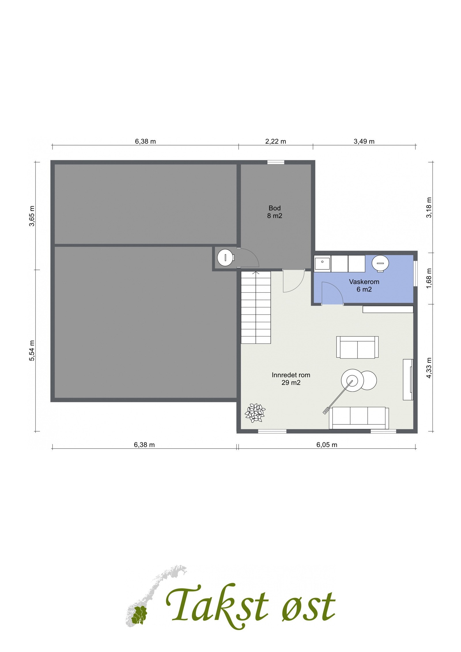 2-D plantegning kjeller. Galleribilde