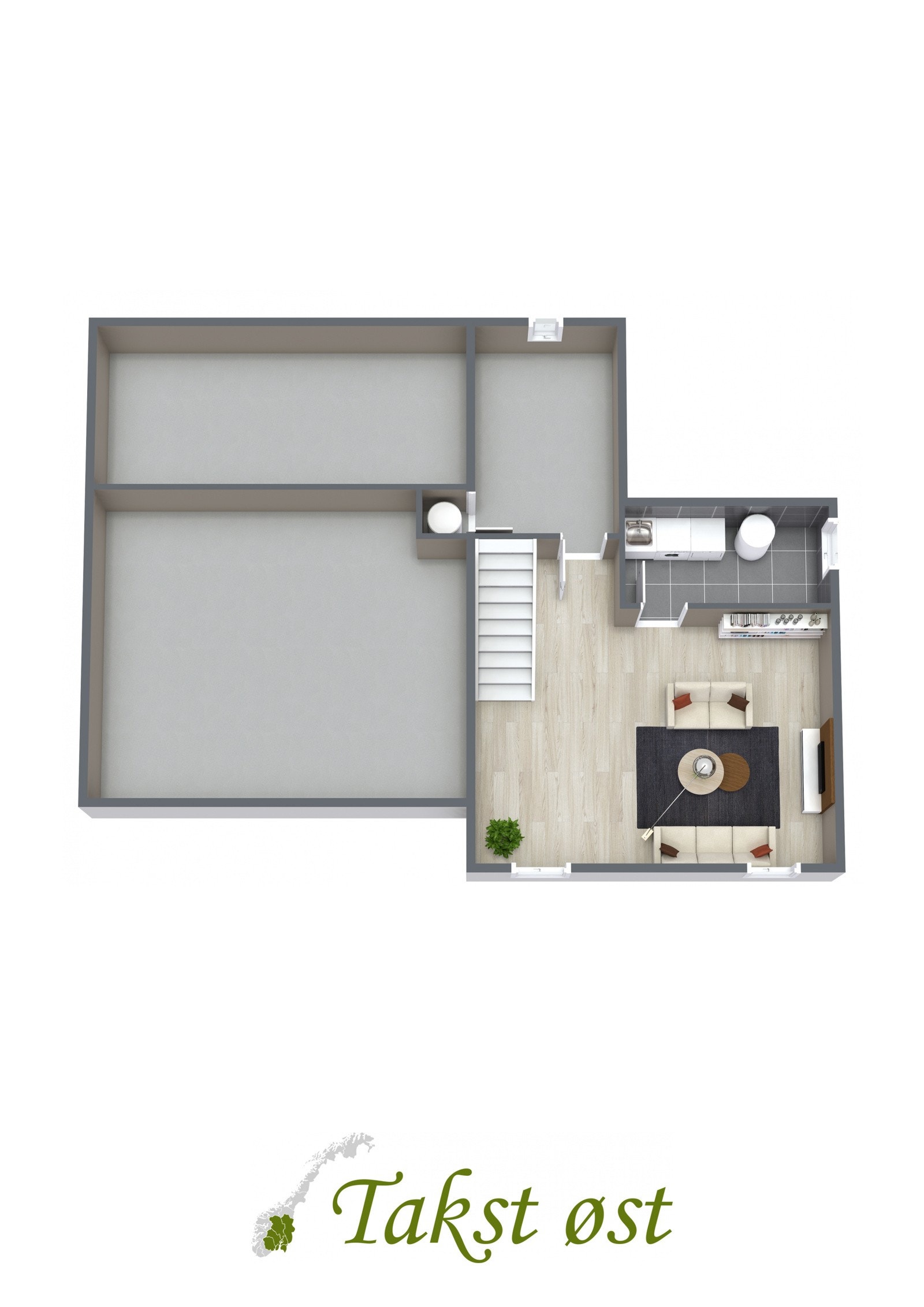 3-D plantegning kjeller. Galleribilde