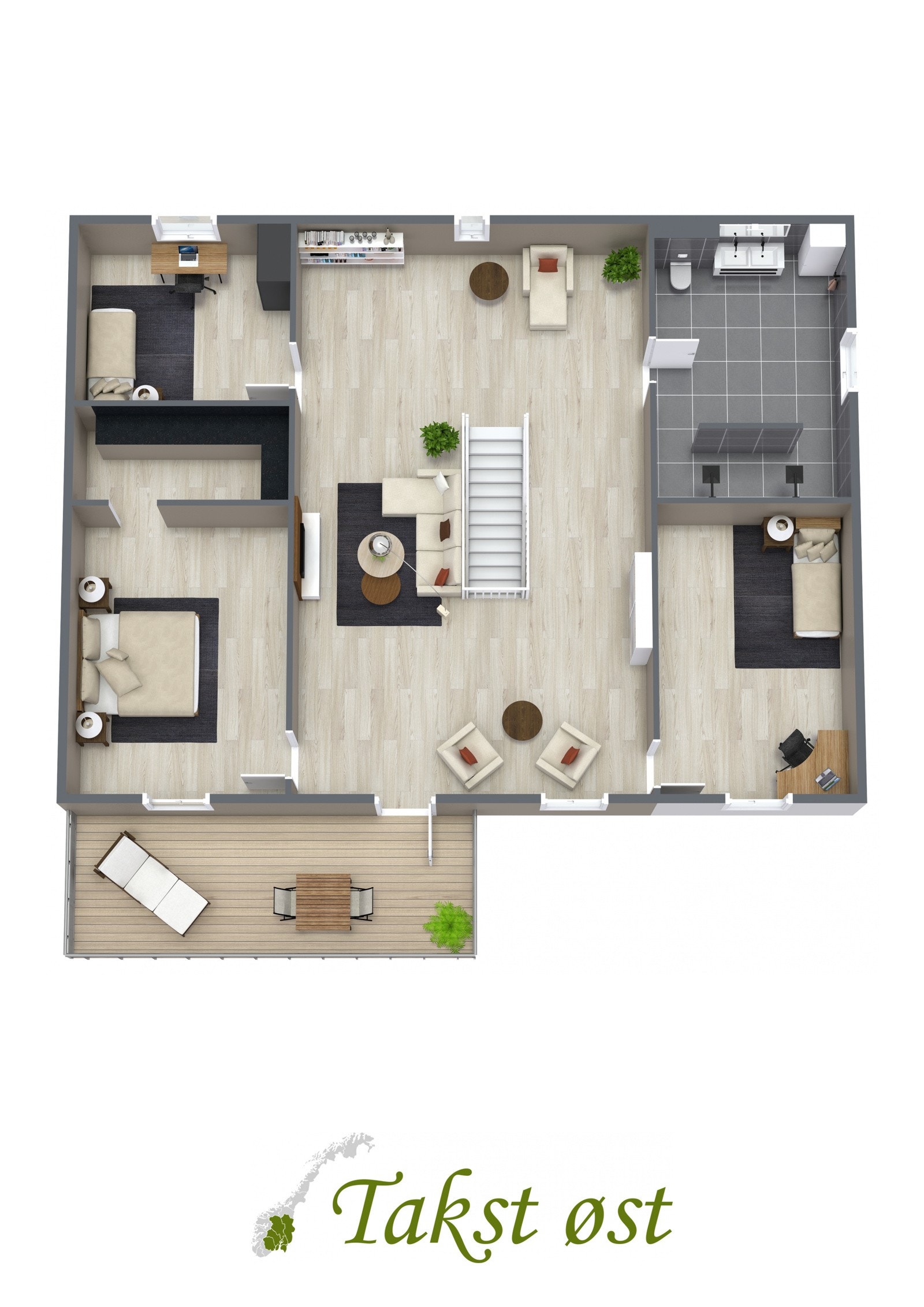 3-D plantegning 2. etasje. Galleribilde