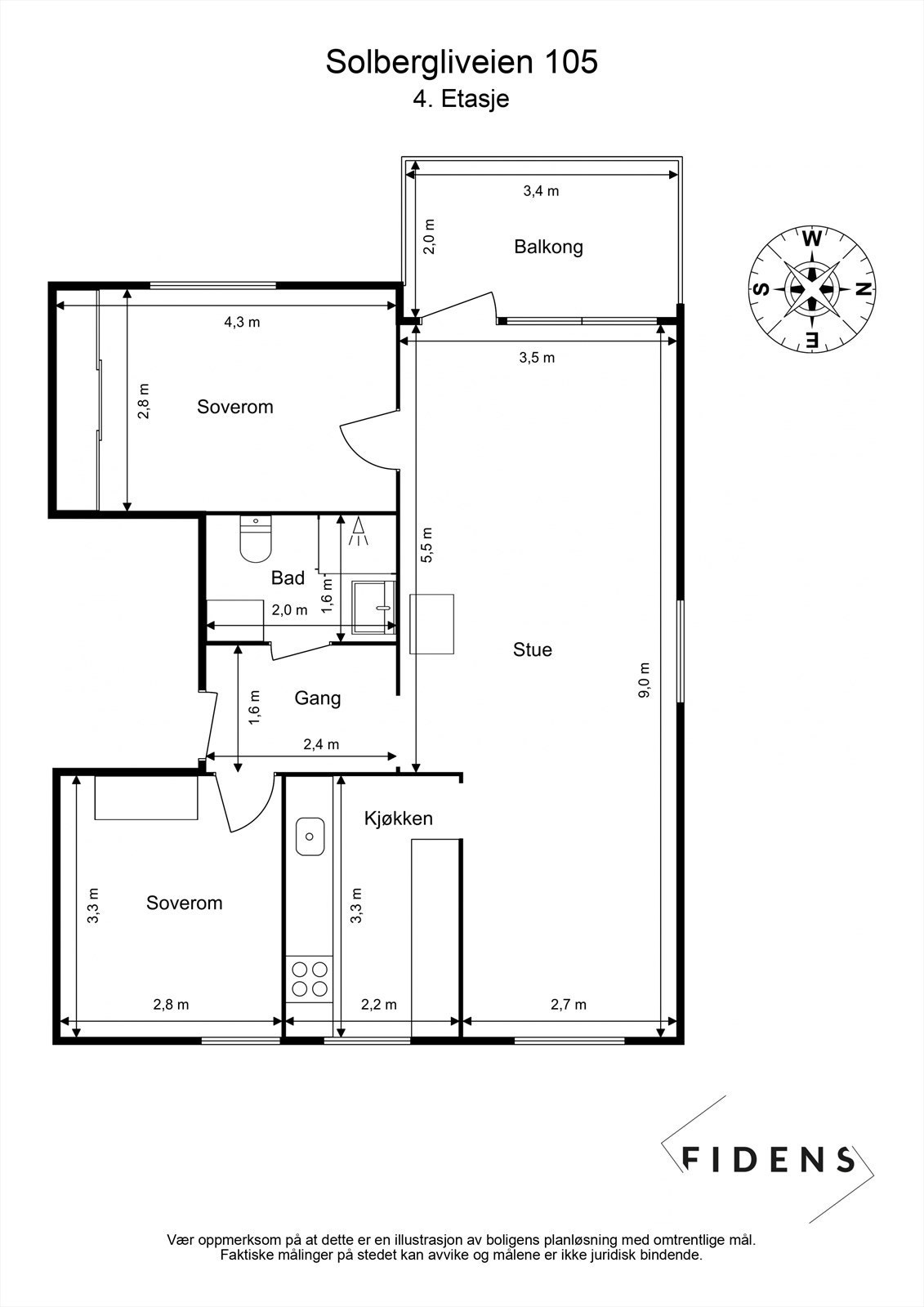 Solbergliveien 105 - 4. Etasje (dagnes planløsning) Galleribilde