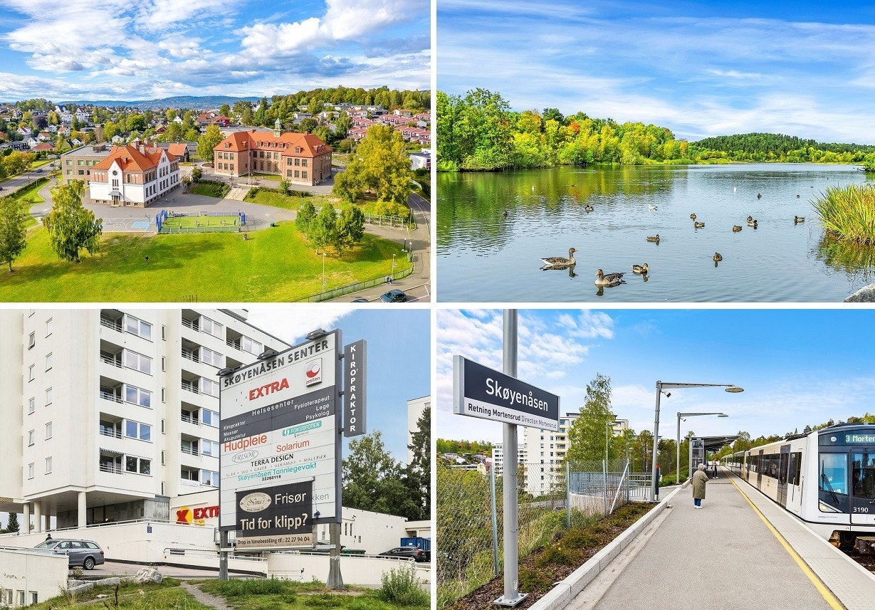 Kort vei til Østensjø skole, Østensjøvannet, Skøyenåsen senter og T-bane. Galleribilde