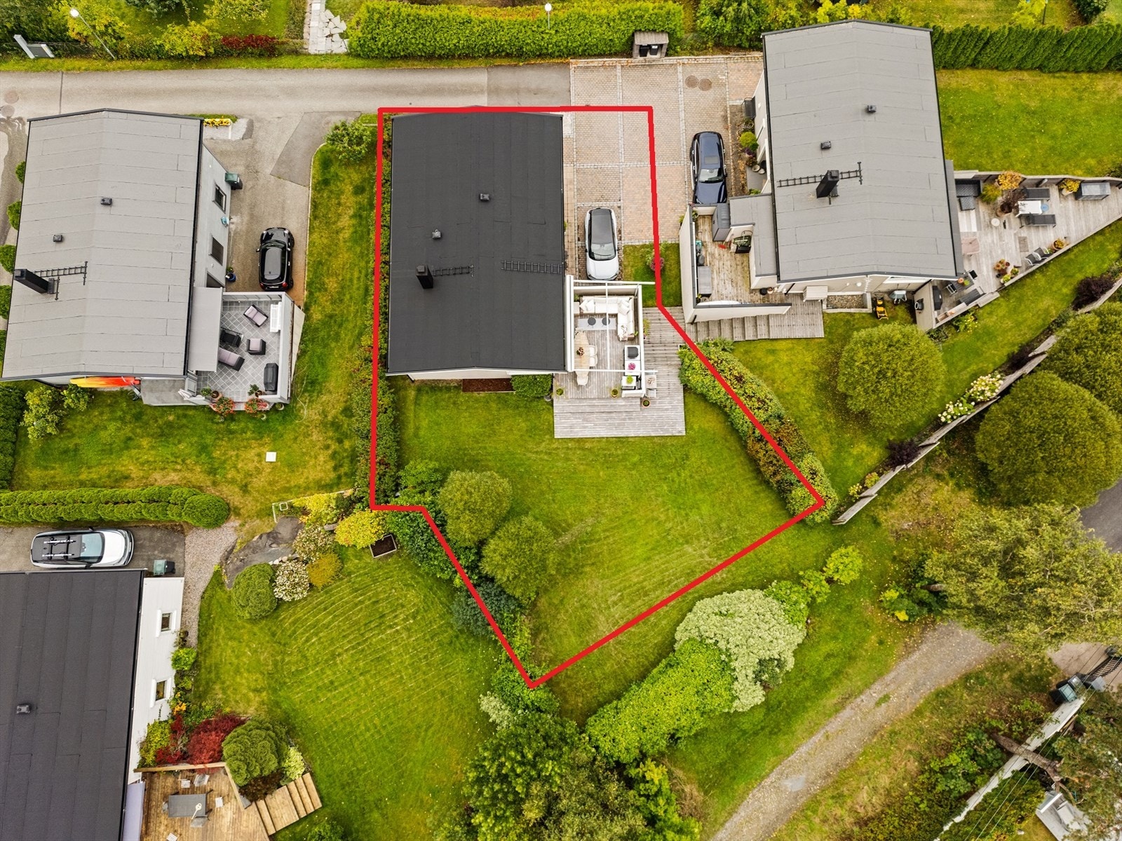 Omtrentlig omriss av tomten. Galleribilde