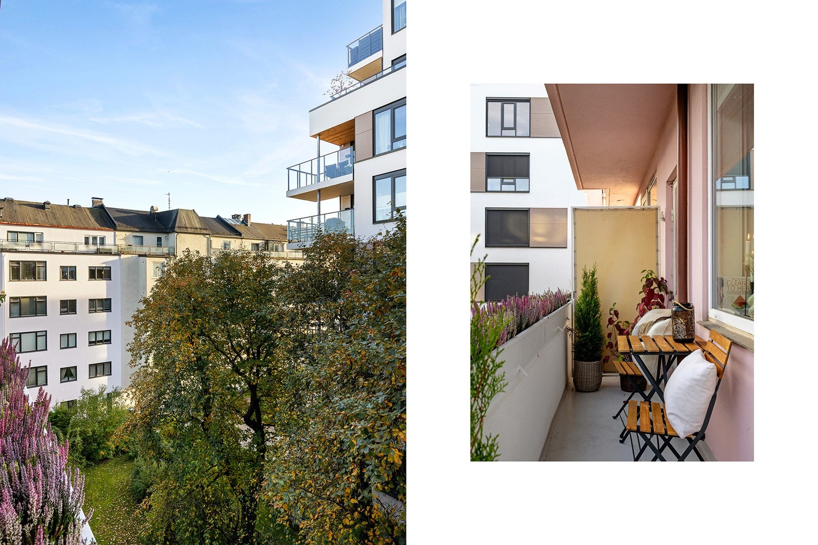 Balkongen byr på en lun og koselig uteplass med grønn, frodig utsikt - perfekt for solfylte dager, en god bok eller hyggelige sommerkvelder med venner. Galleribilde