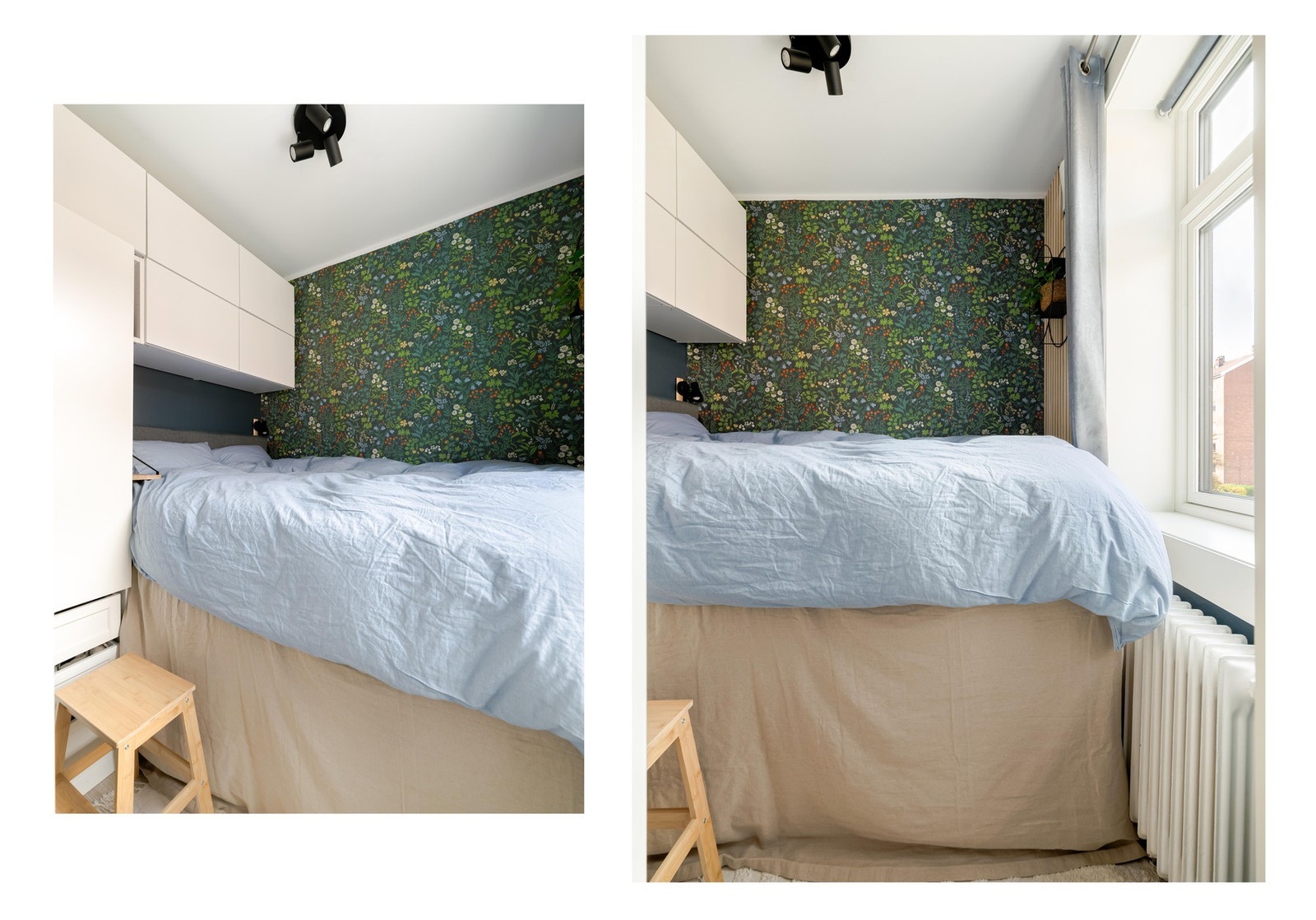 Her er det tenkt på god utnyttelse, med oppbygd seng som gir rikelig med lagring under. I tillegg er det god lagring i garderobeskap og veggskap. Galleribilde