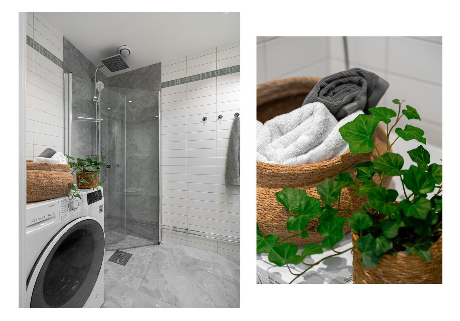 Leiligheten har et svært delikat flislagt bad fra 2012 av god størrelse. Badet fikk nye gulvfliser og flis i dusj i 2020. Galleribilde