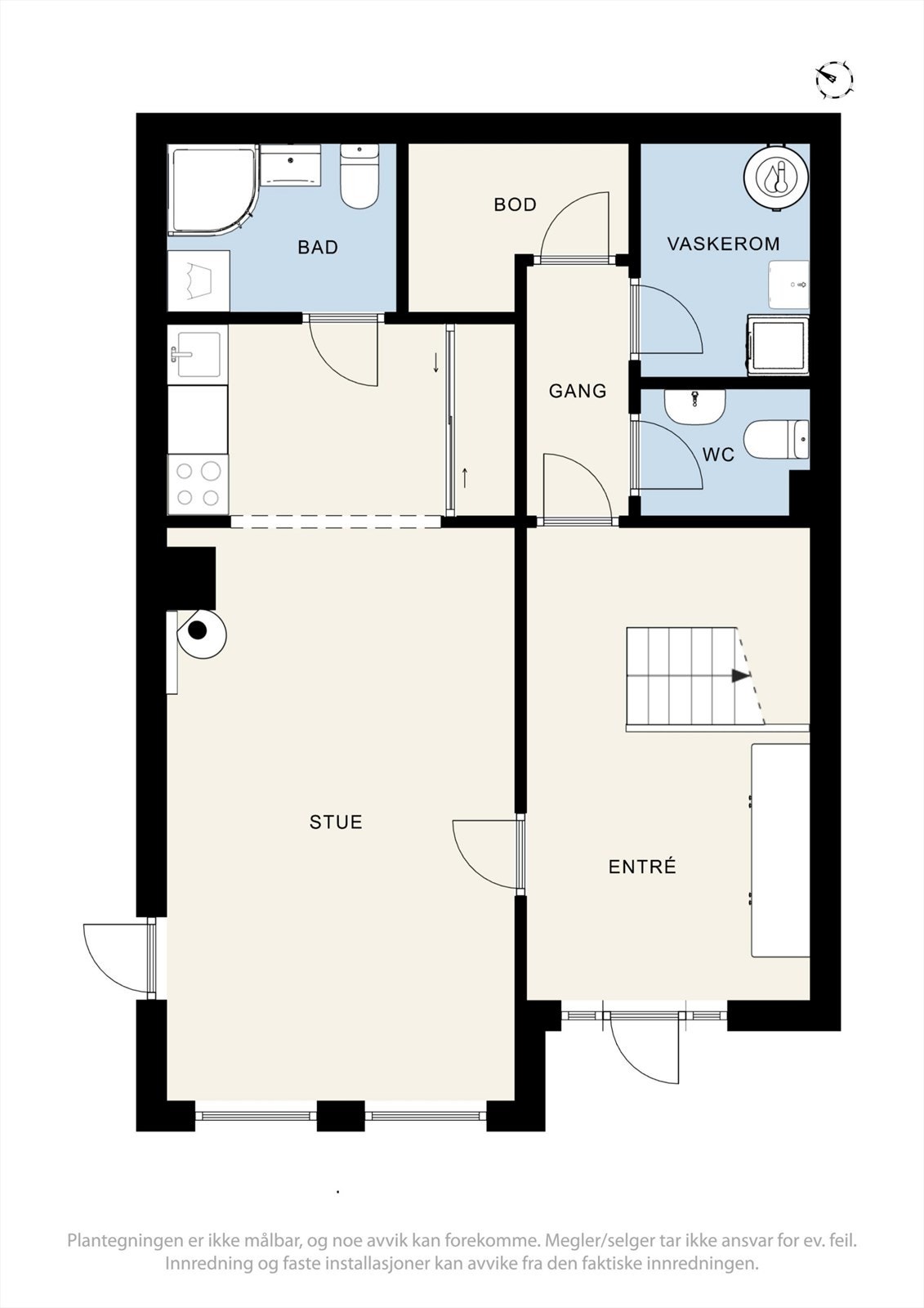 Plantegning underetasje BRA-i 57 kvm. Galleribilde