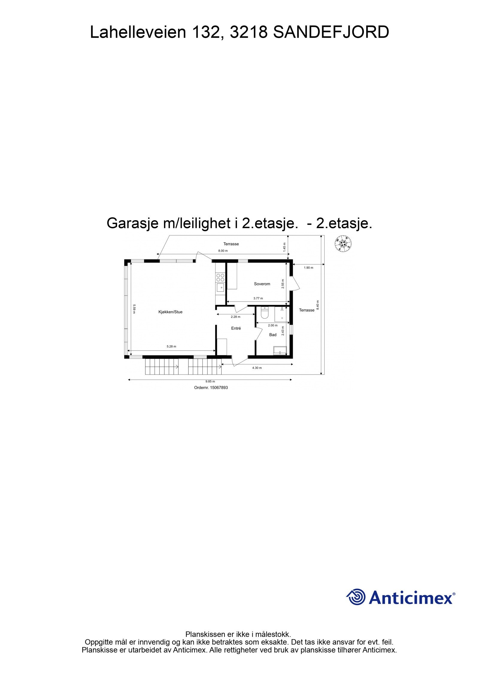 Plantegning Garasje m leilighet i 2.etasje. - 2.etasje Galleribilde