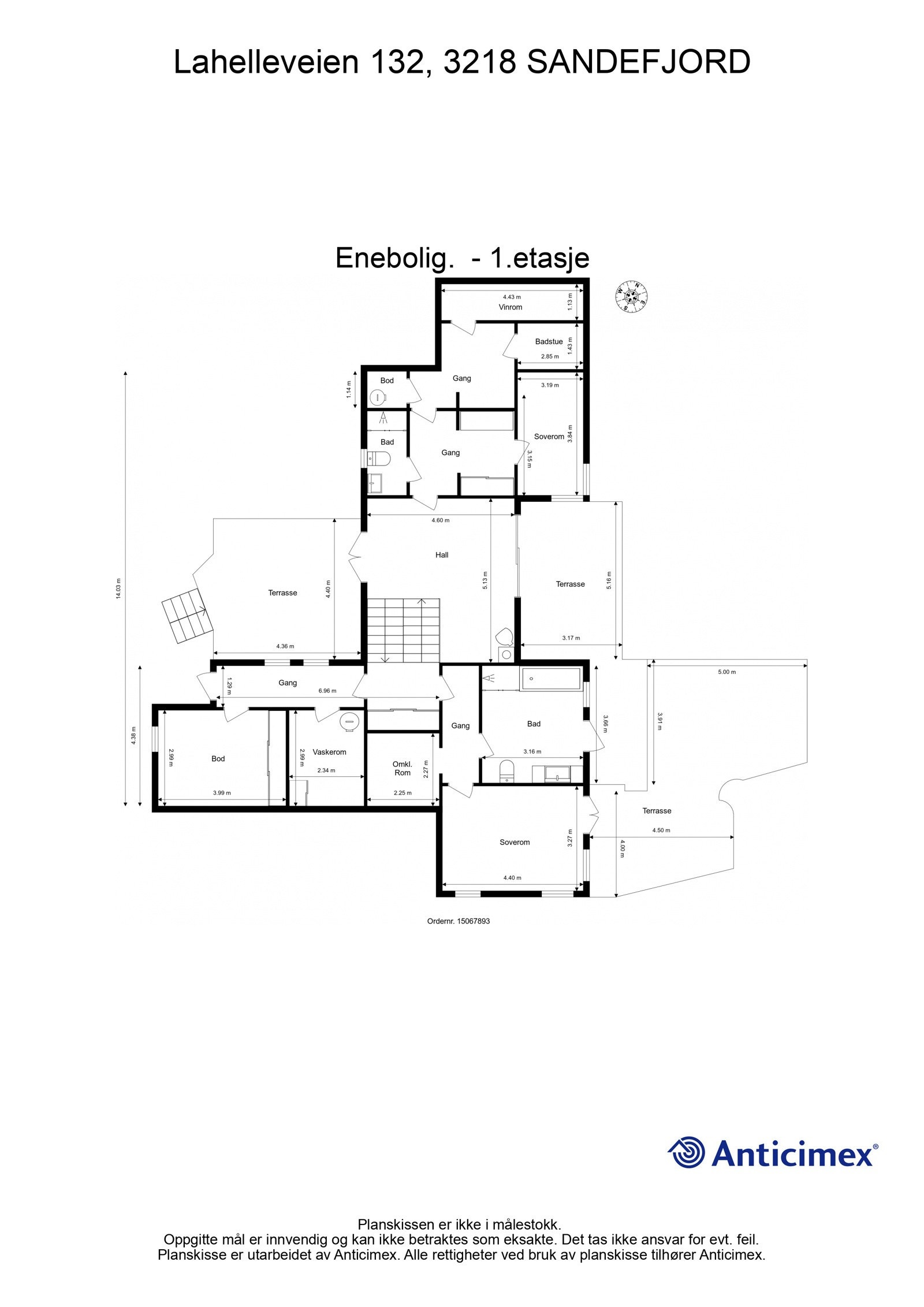 Plantegning Enebolig. - 1.etasje Galleribilde