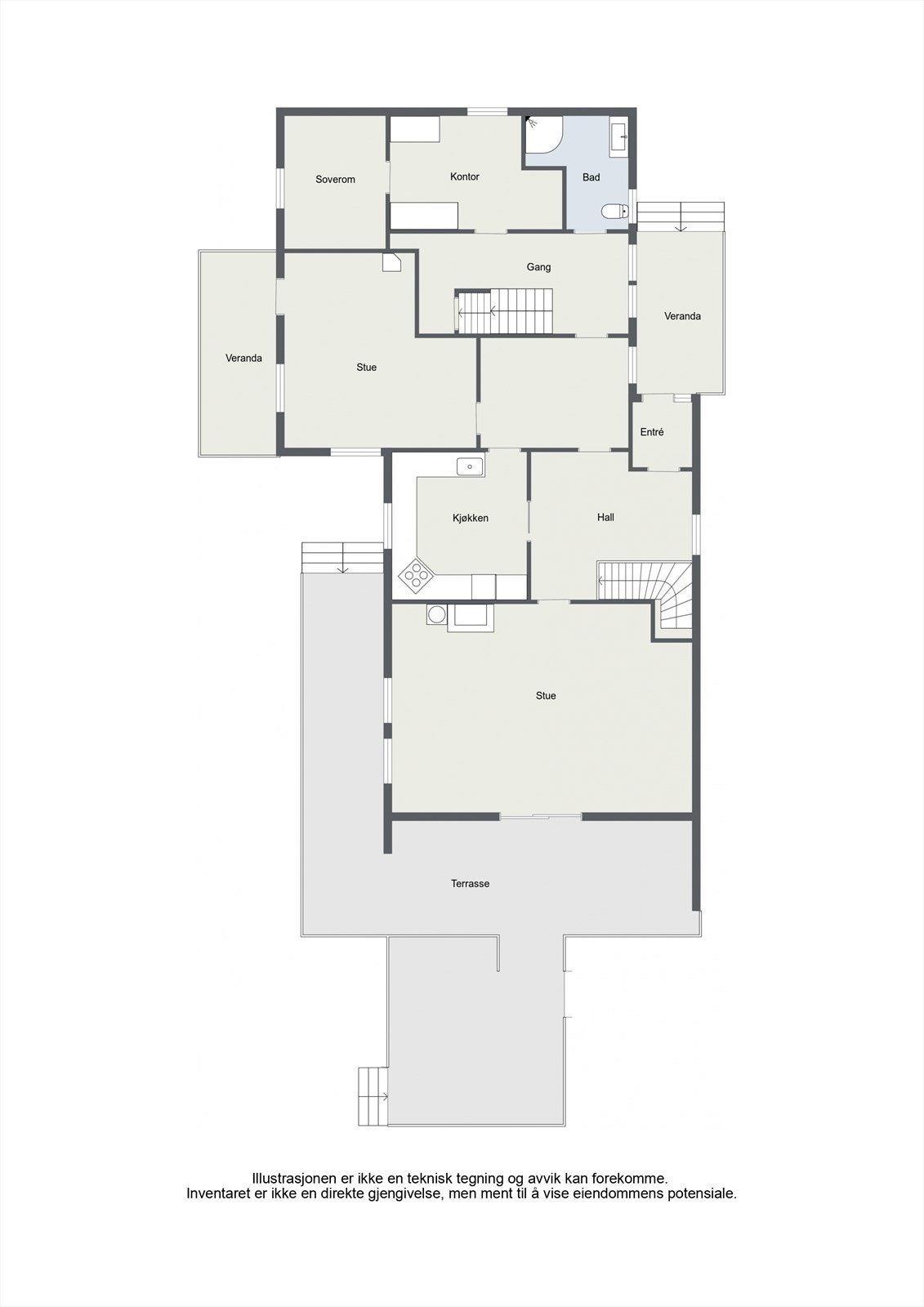 Planskisse hovedetasje. Galleribilde