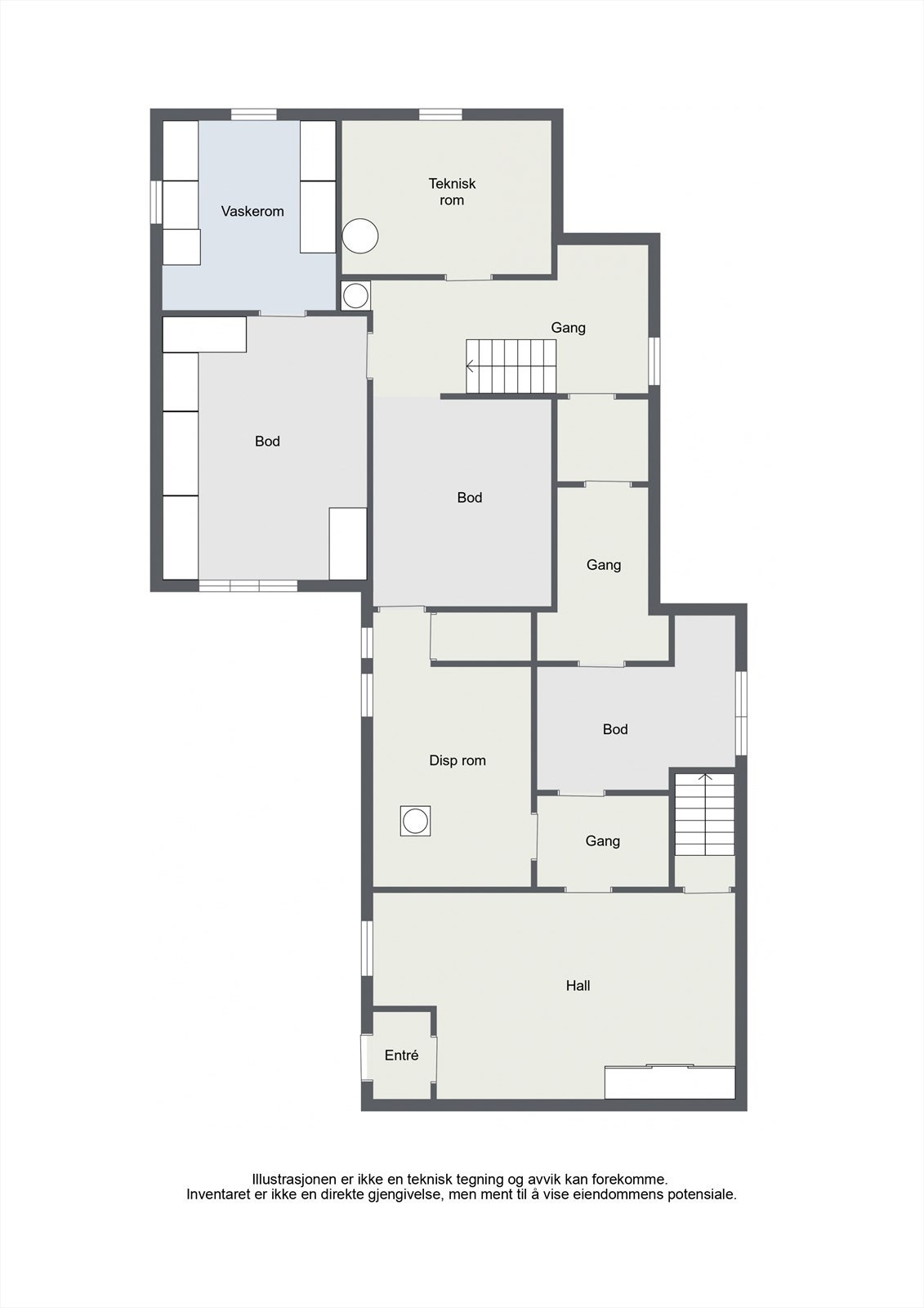 Planskisse kjeller. Galleribilde