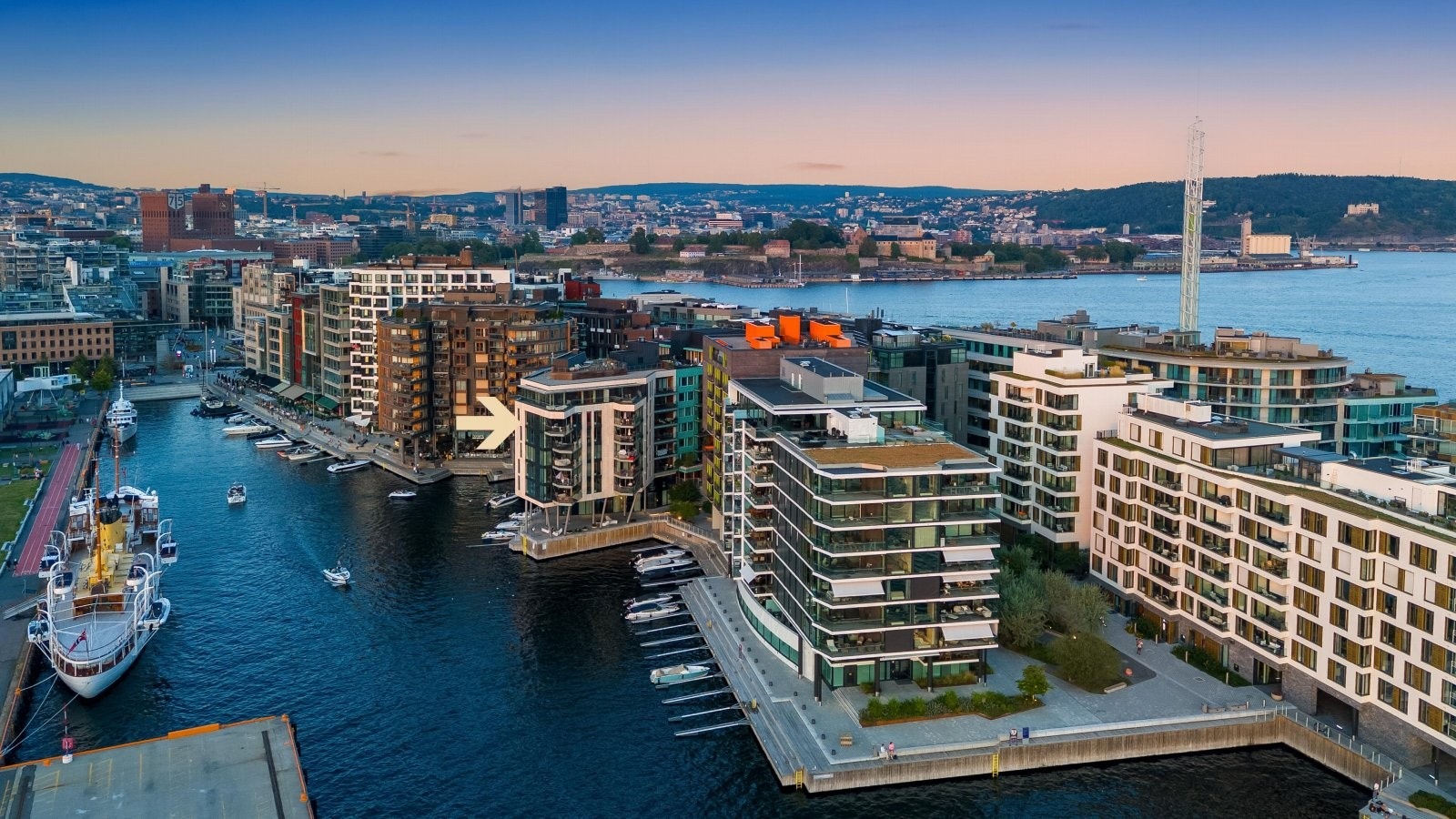 Fantastiske Tjuvholmen sett fra en fugls perspektiv Galleribilde