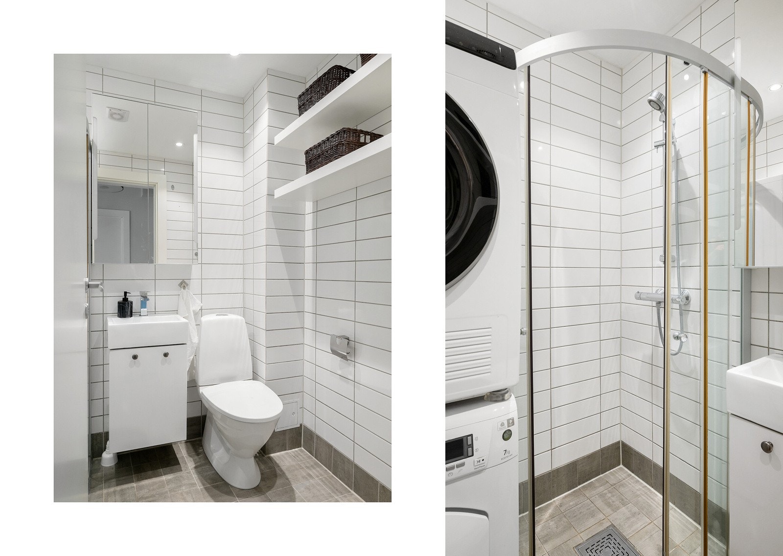 Pent, flislagt baderom oppgradert av tidligere eier i 2016. Det er opplegg for vaskemaskin. Galleribilde