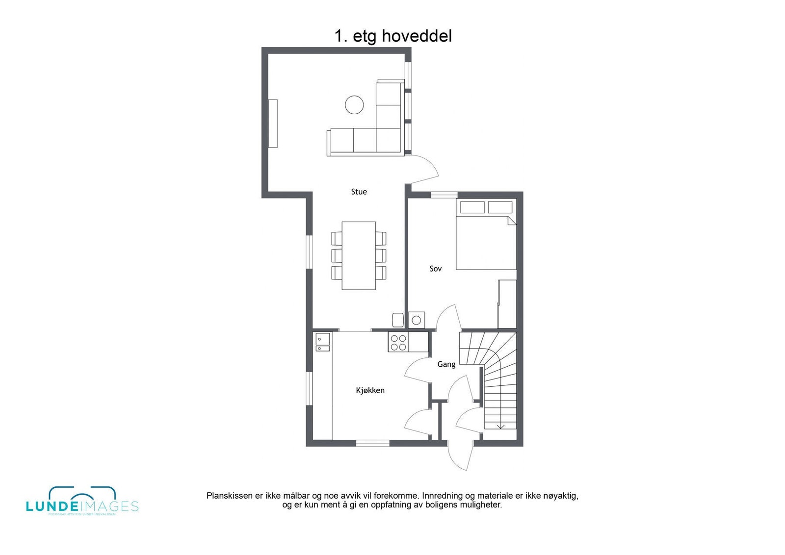 Planskisse 1. etasje hoveddel - ikke målbar Galleribilde