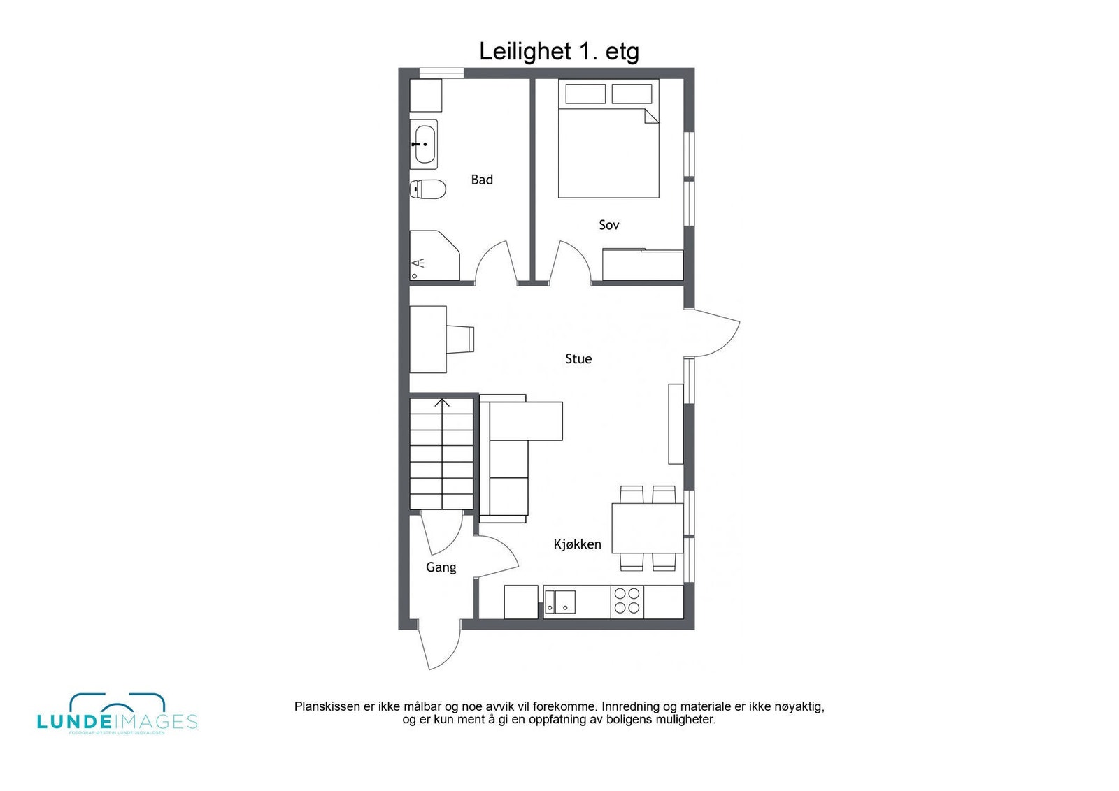 Planskisse 1. etasje leilighet 1 - ikke målbar Galleribilde