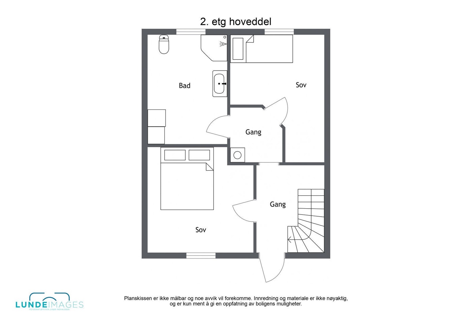 Planskisse 2. etasje hoveddel - ikke målbar Galleribilde