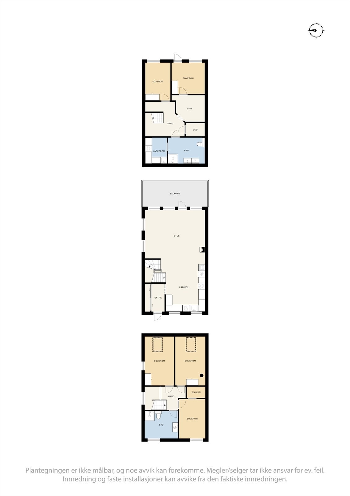 Plantegning av alle etasjene samlet. Galleribilde