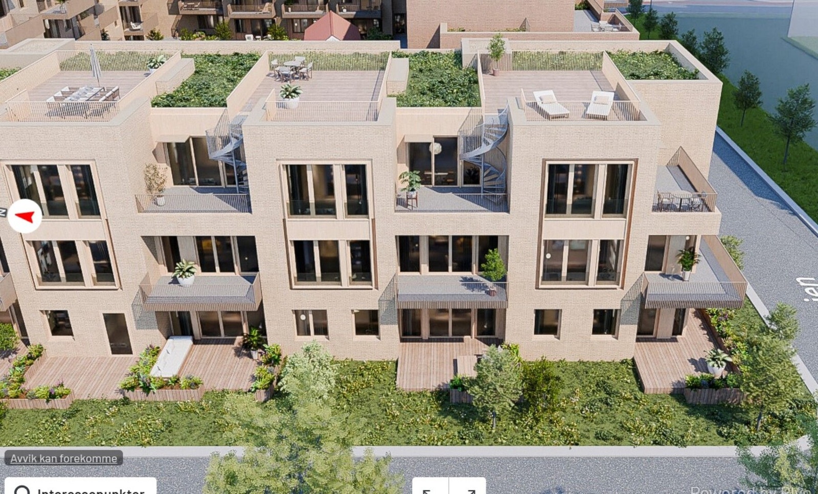 Byggene blir kun på 3 boligetasjer og vil fremstå som lekkert og tidsriktig Galleribilde