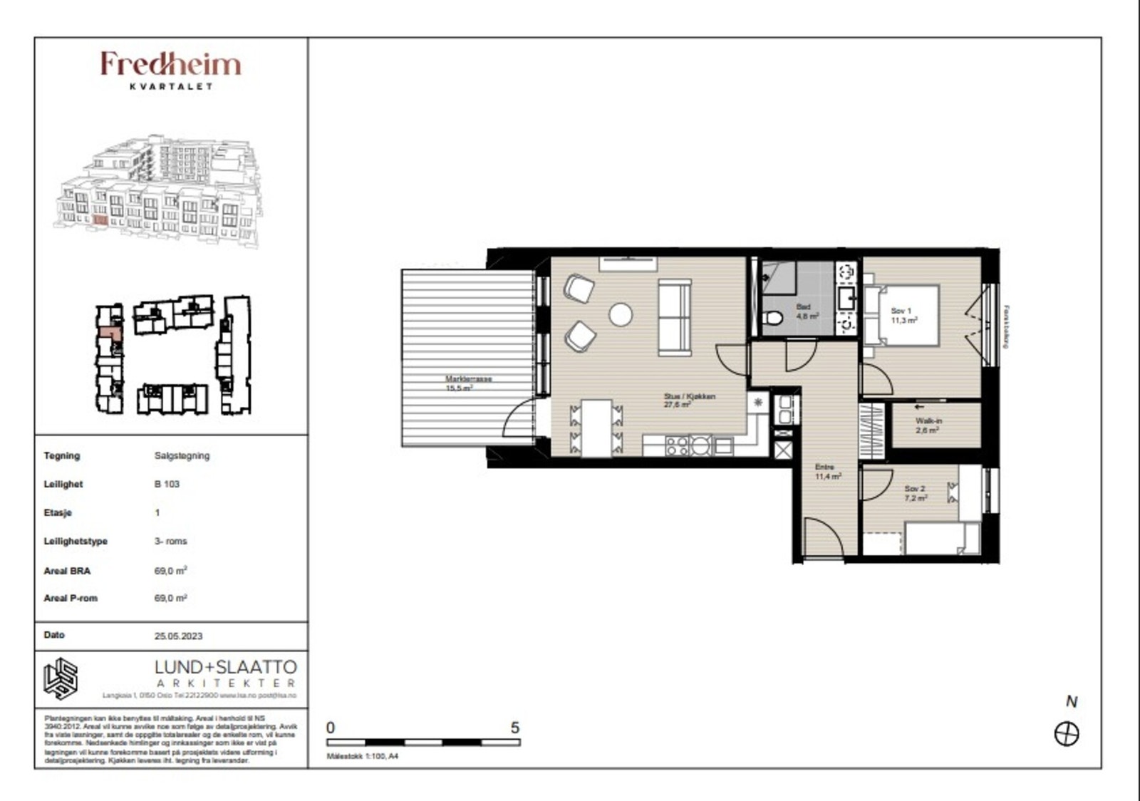 Meget god planløsning på en gjennomgående leilighet Galleribilde