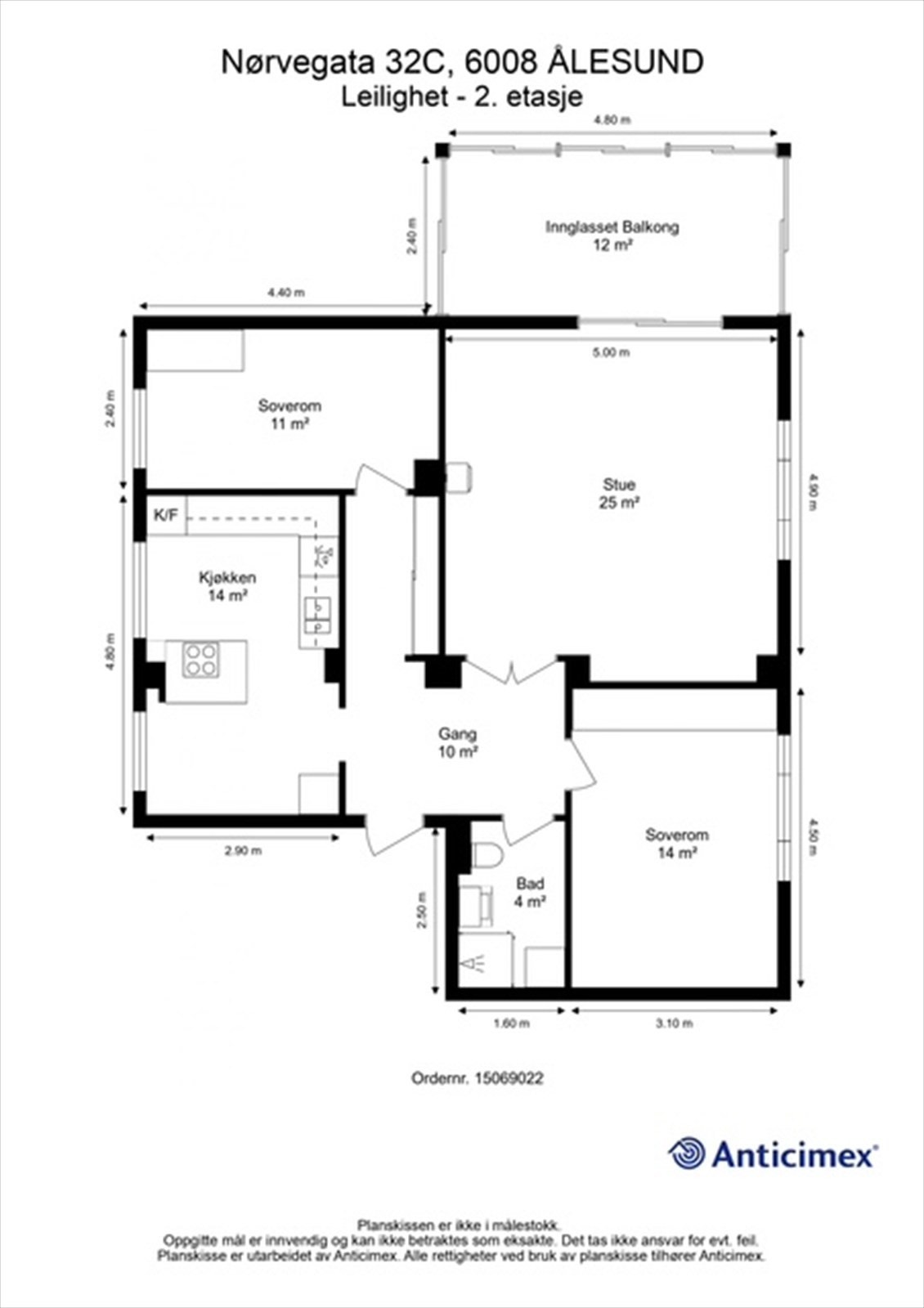 Målsatt plantegning Galleribilde