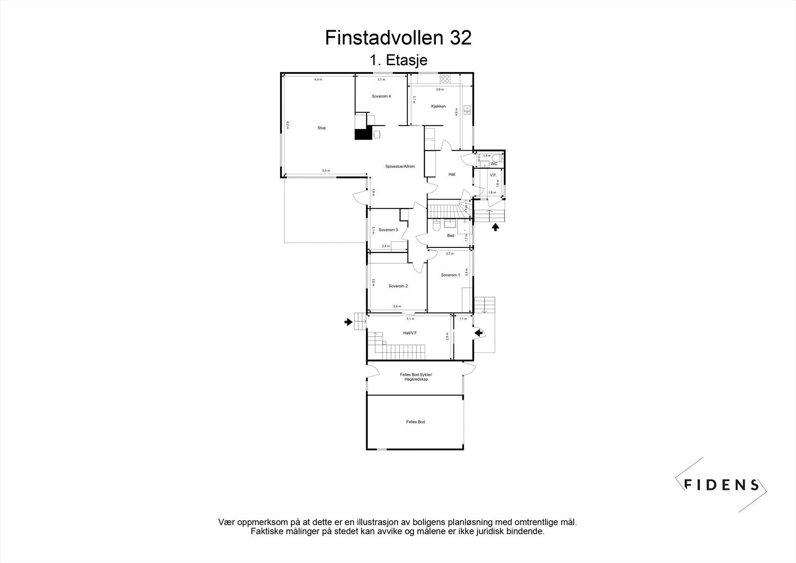 PLANTEGNING 1. ETASJE. Boligen strekker seg over tre plan. Galleribilde
