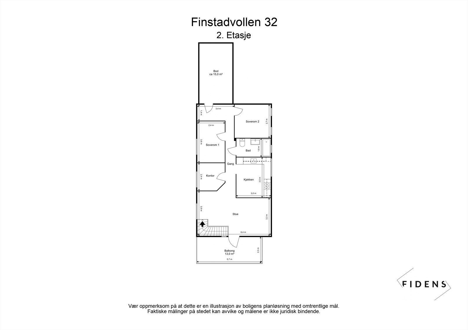PLANTEGNING 2. ETASJE. 2. etasje har inngangen er fra bakkeplan. Galleribilde
