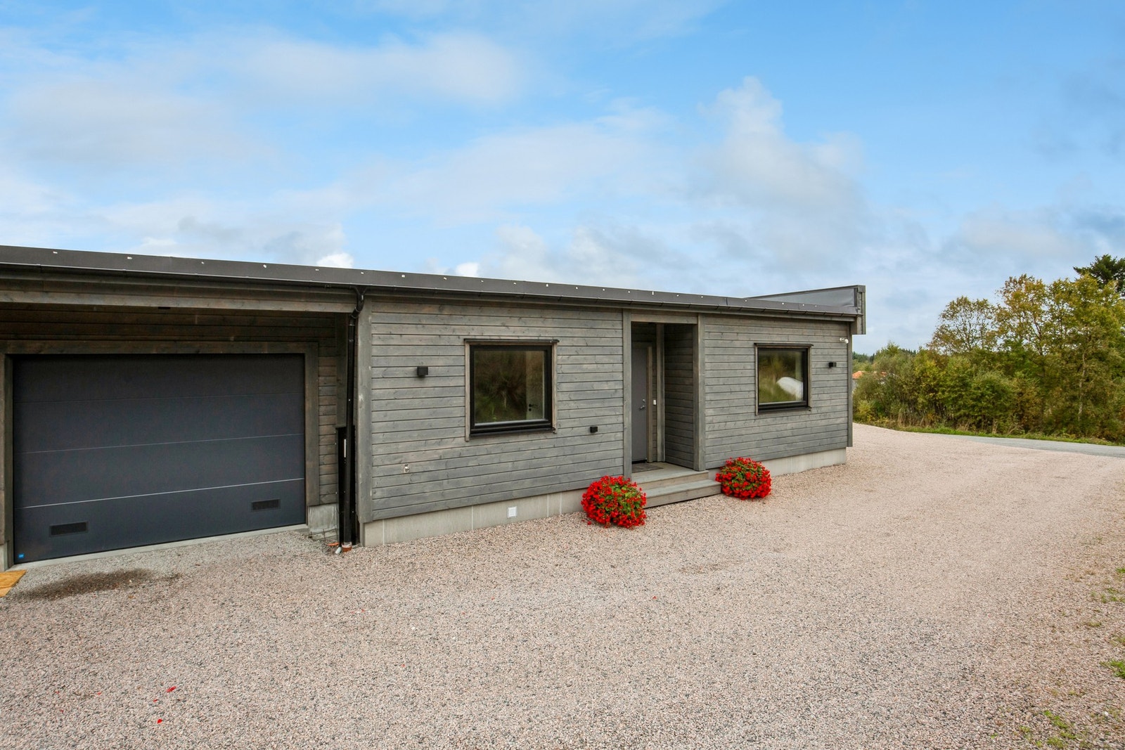 Isolert garasje med bod i bakkant Galleribilde