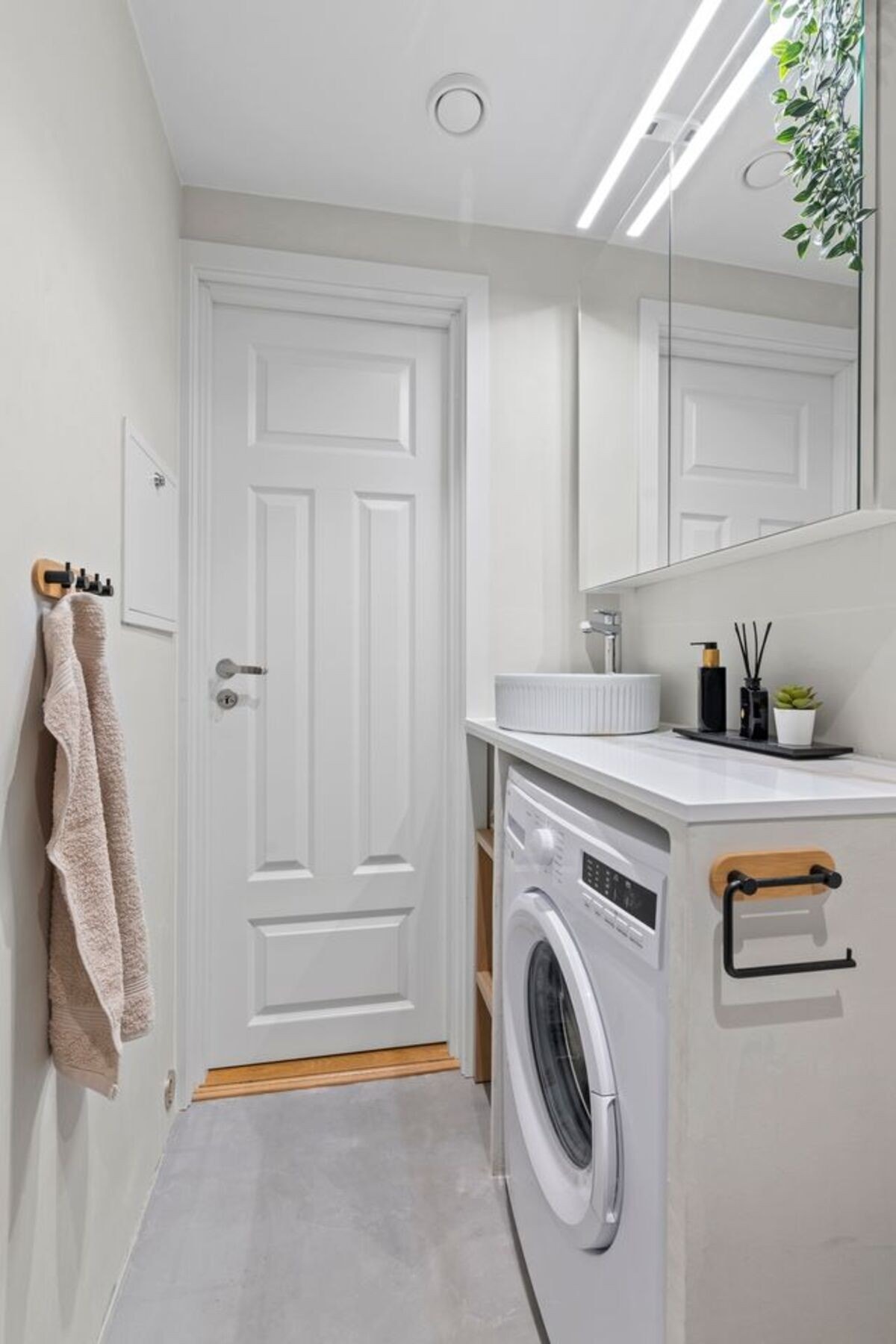 Det er opplegg for vaskemaskin. Galleribilde