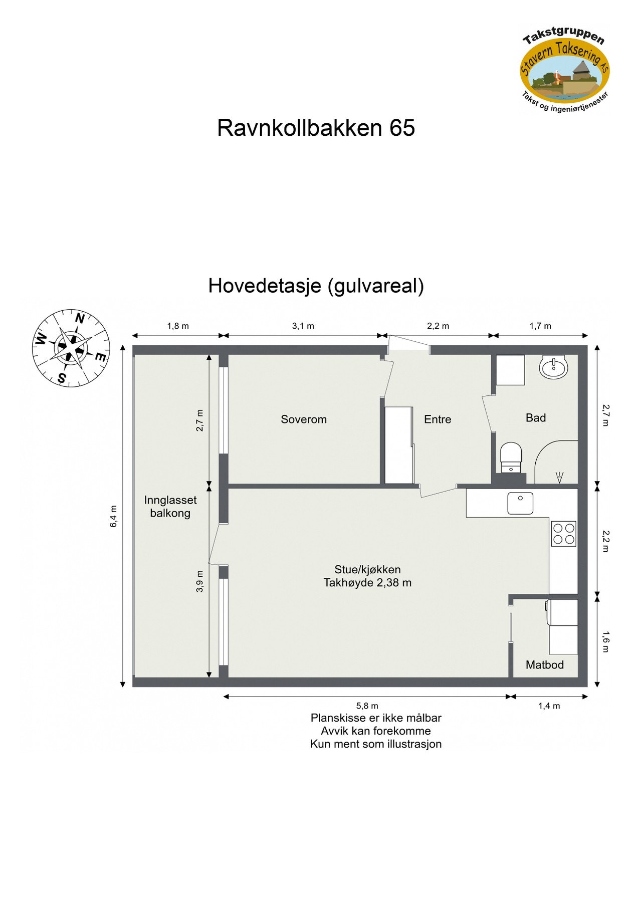 Oppmålt planløsning Galleribilde