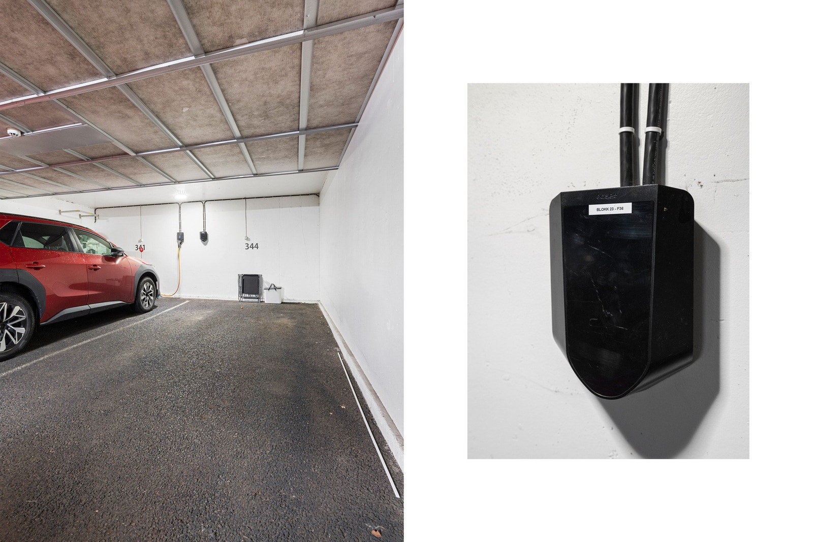 Egen parkeringsplass med el-bil lader Galleribilde