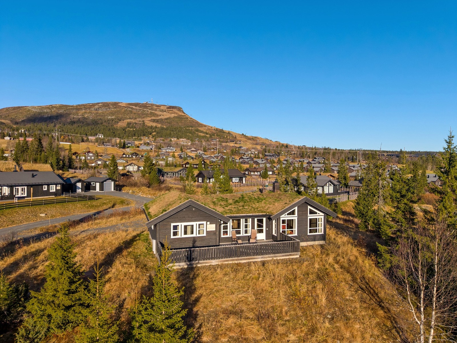 Stor eiet tomt på over 2 mål i noe skrånet terreng. Galleribilde