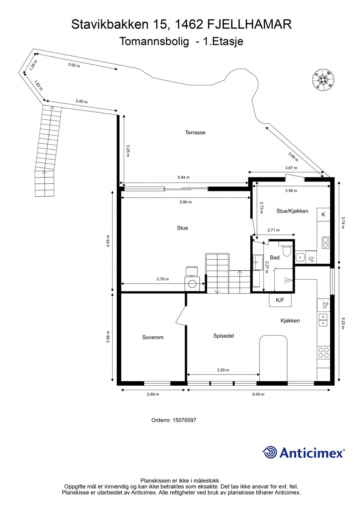 Vi starter med en titt på planskissen. Her vist ved 1.etasje. Galleribilde