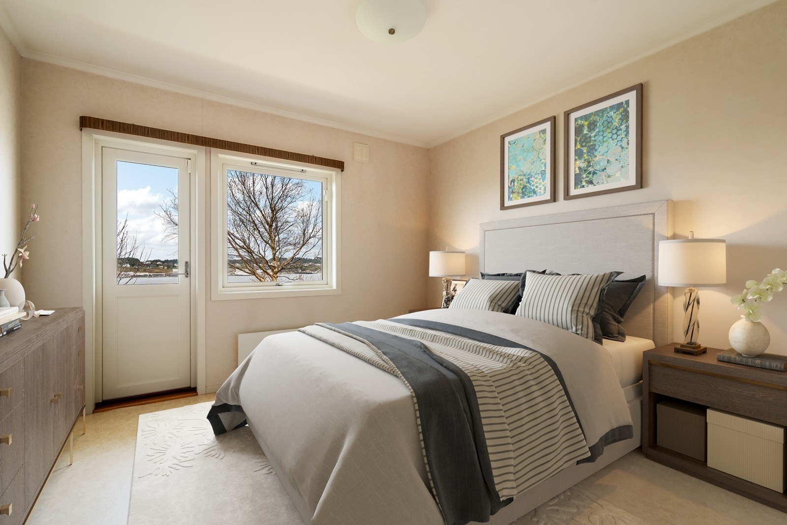 Digitalt møblert soverom Galleribilde