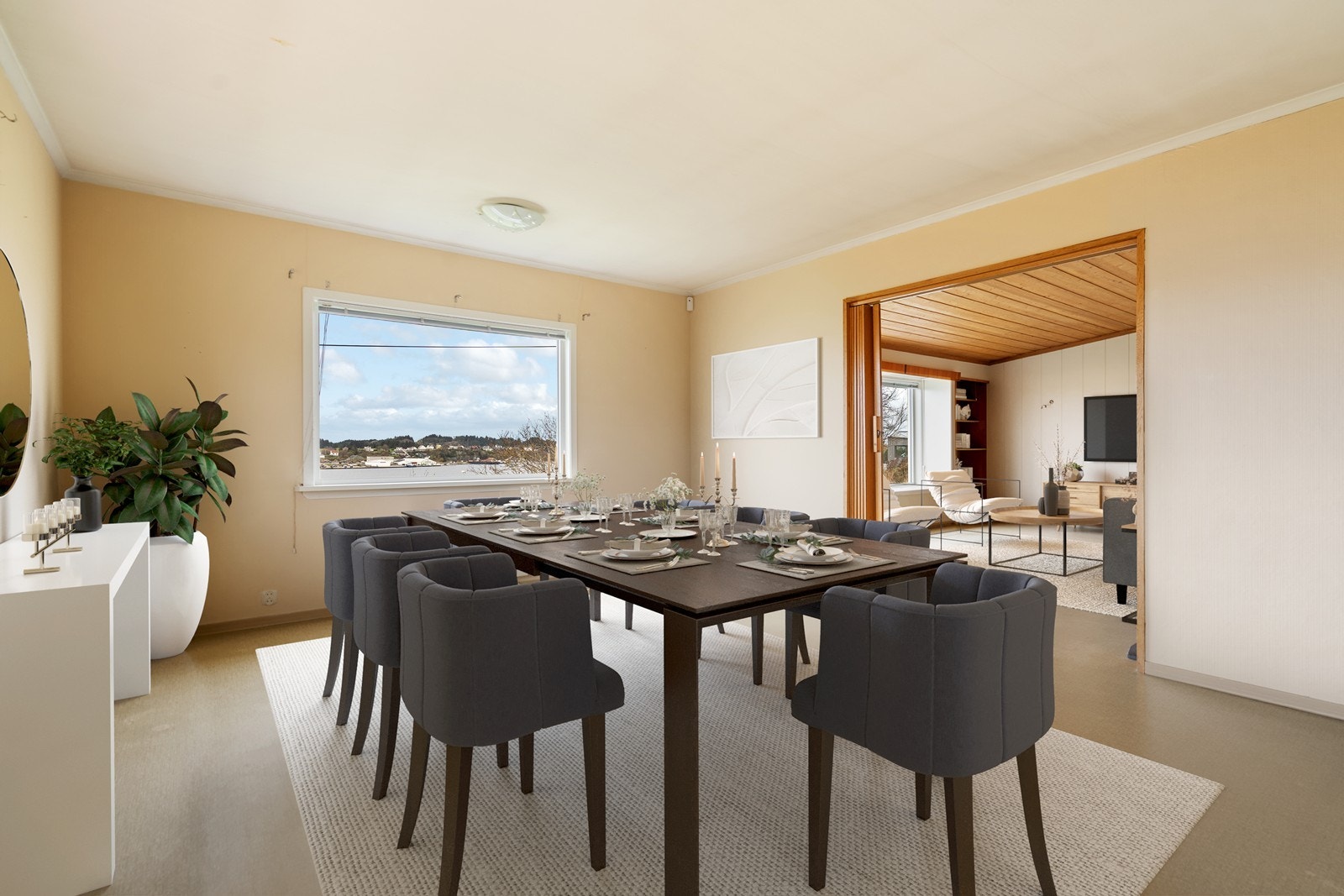 Digitalt møblert spisestue Galleribilde