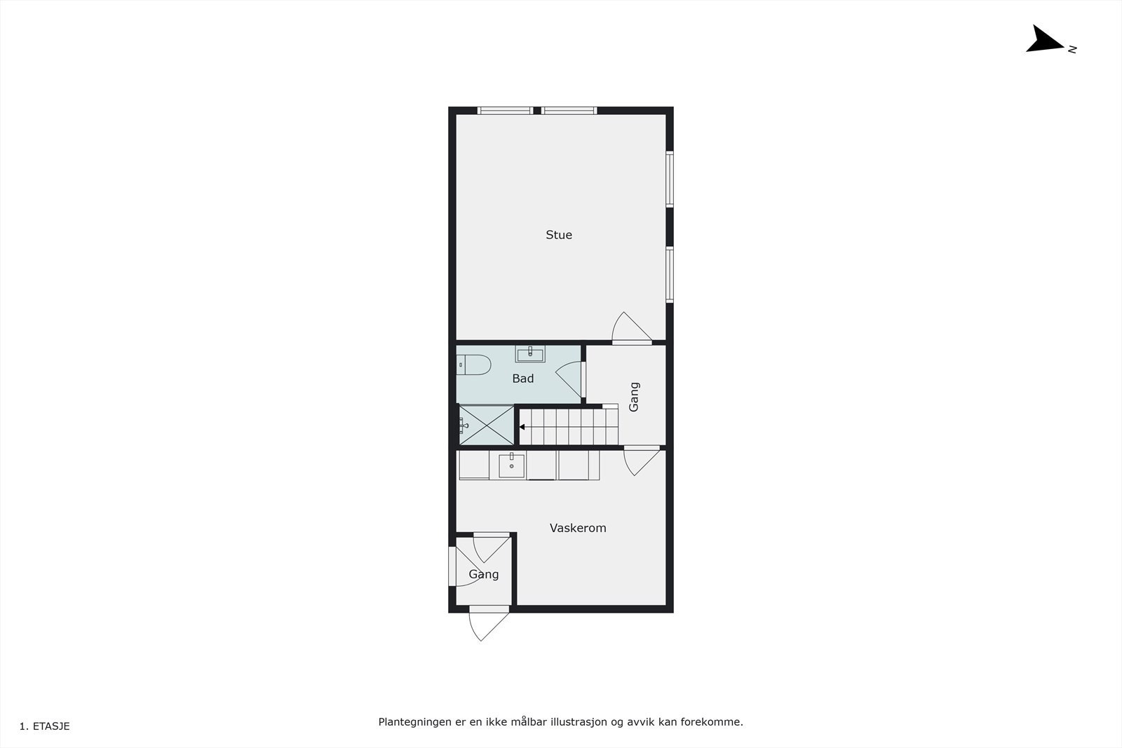 Plantegning underetasje (se tekst under ferdigattest ang innredning av kjeller som ikke er omsøkt eller godkjent for varig opphold) Galleribilde