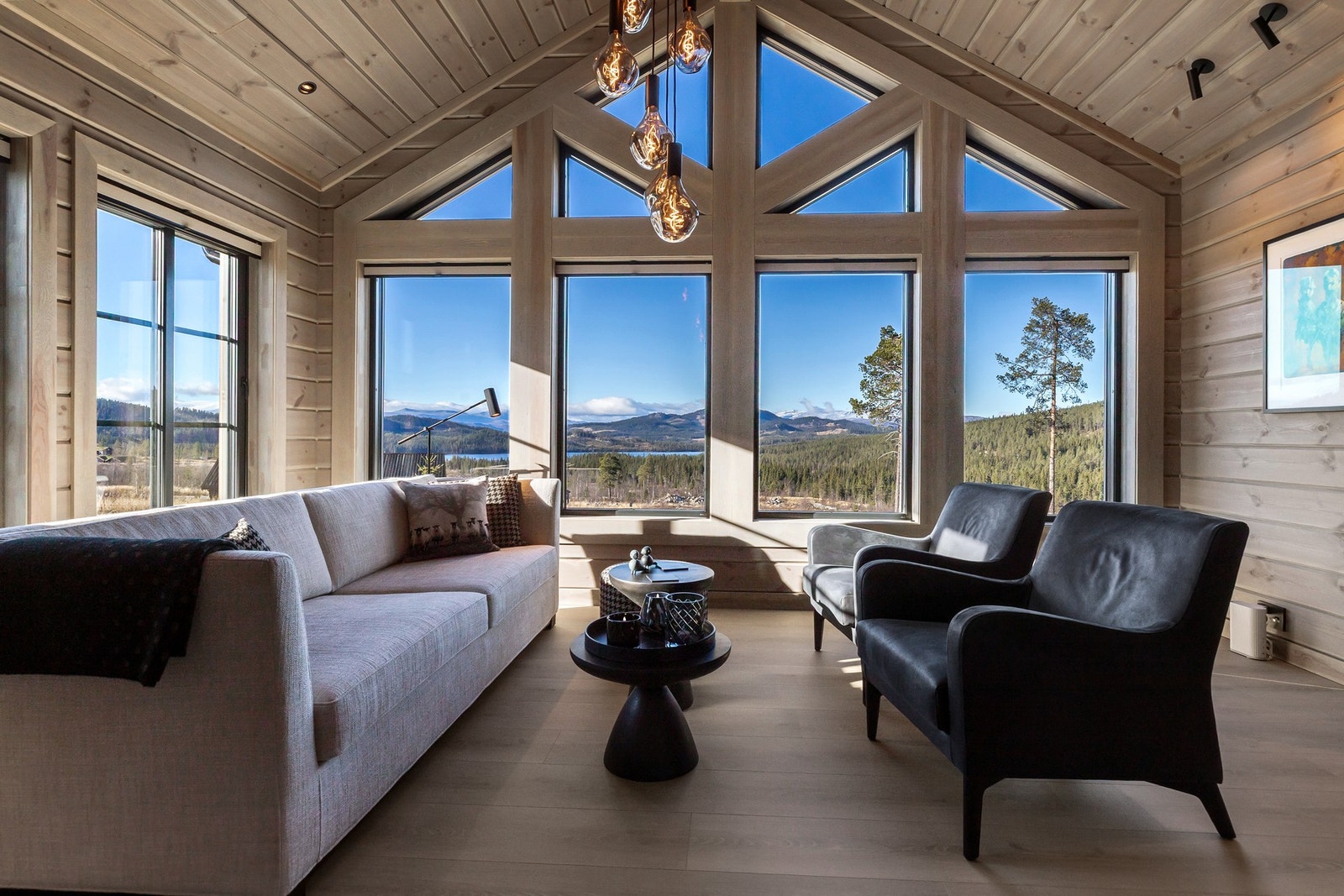 Fra sofasonen har man vid utsikt mot det vakre landskapet utenfor Galleribilde