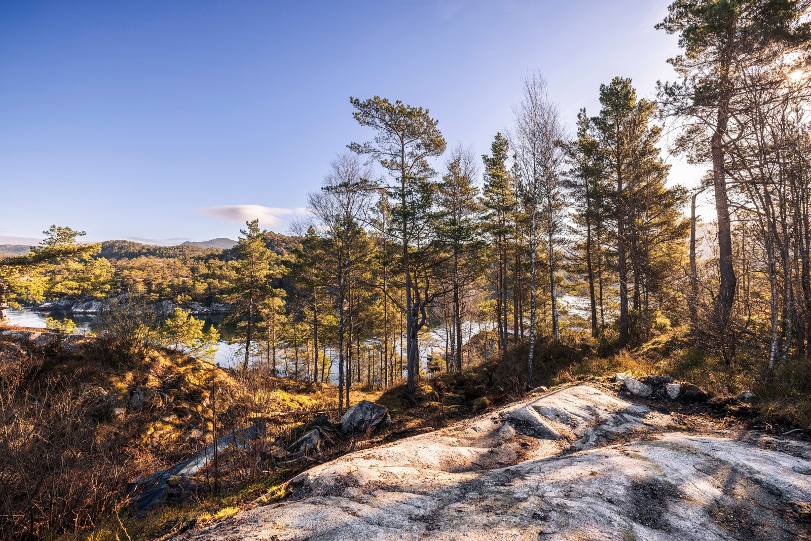 Tomten ligger fint til med flott utsyn mot Lysefjorden og omkringliggende natur, og byr på solrike forhold store deler av dagen. Galleribilde