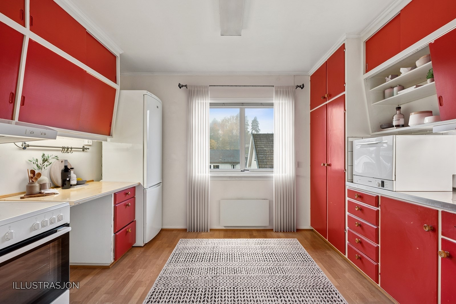 Kjøkken med innredning fra det glade 50-tall. Galleribilde