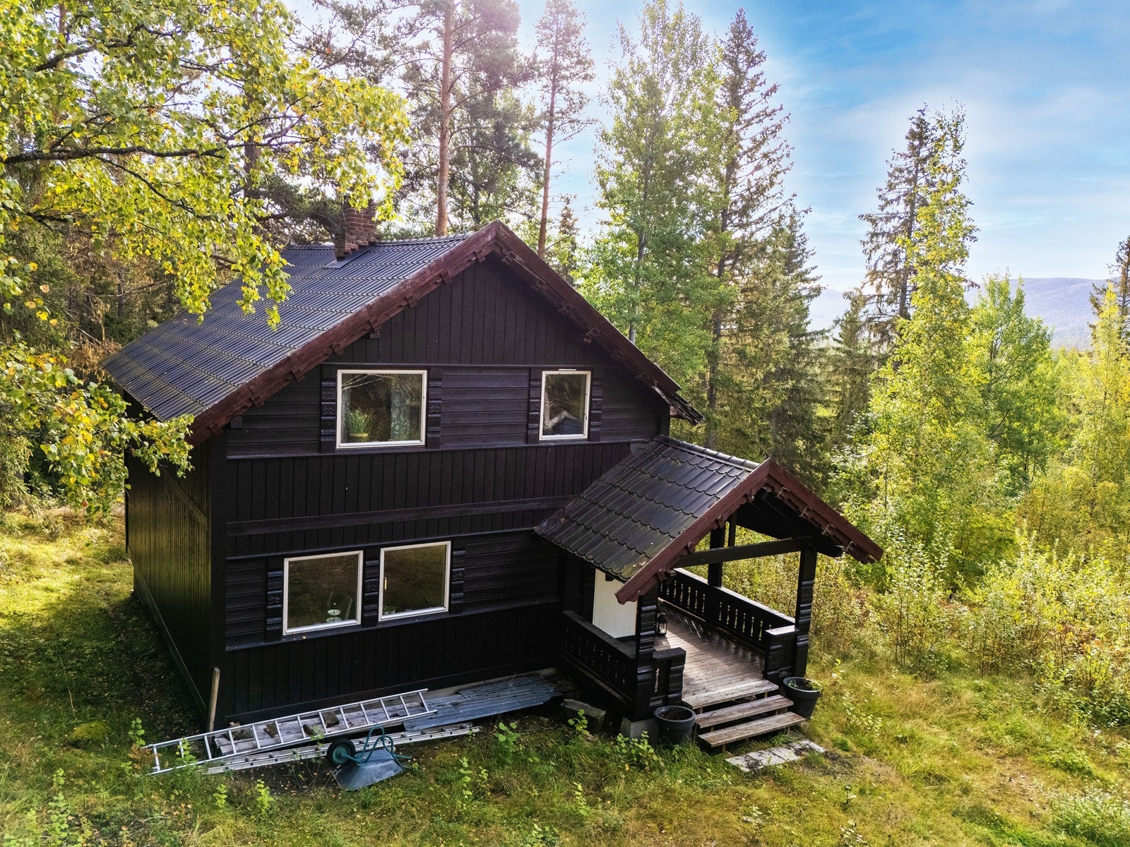 Praktisk overbygget inngangsparti - og kjørevei frem Galleribilde