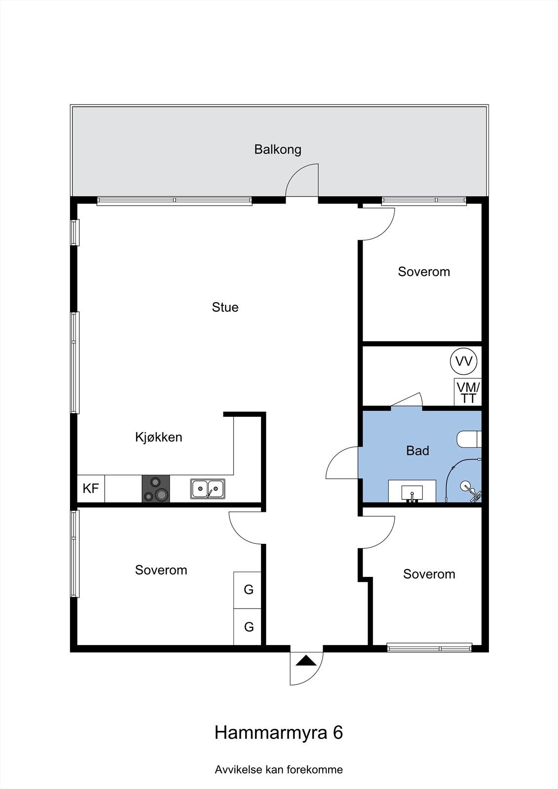 Planskisse av leiligheten. Galleribilde